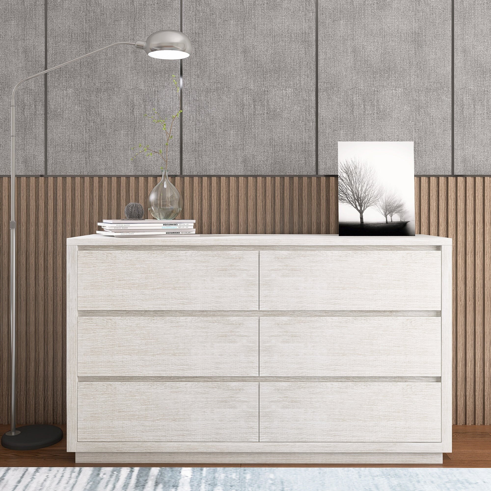 6-Drawer Soild Wood Dresser for Bedroom， Living Room - - 37427149 - Mycitystee