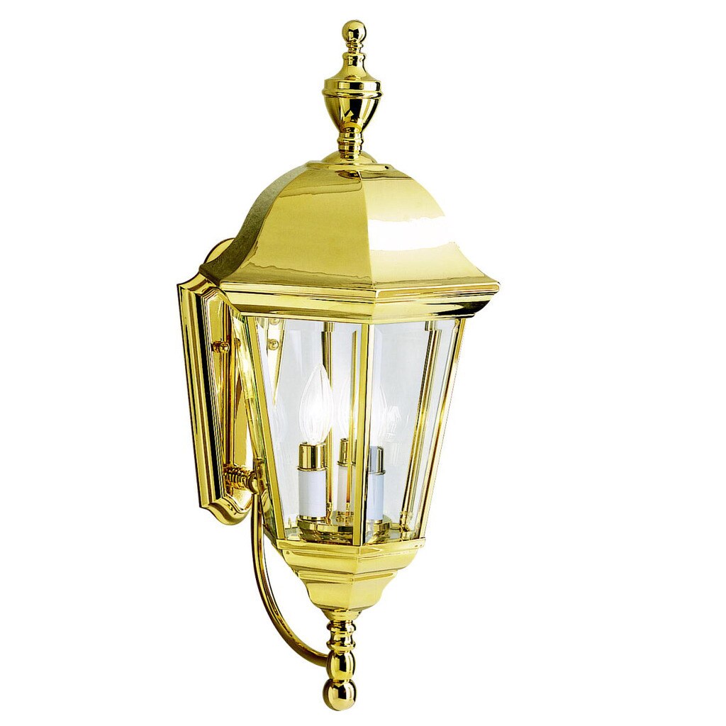 Kichler Lighting Grove Mill Collection 3-light Polished Brass Outdoor Wall Lantern Shopping - The Best Deals on Outdoor Wall Lanterns | 20207215 - Mycitystee