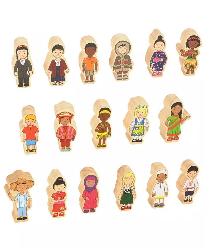 Kaplan Early Learning Children Around the World Wooden Figures - Set of 17 - Mycitystee