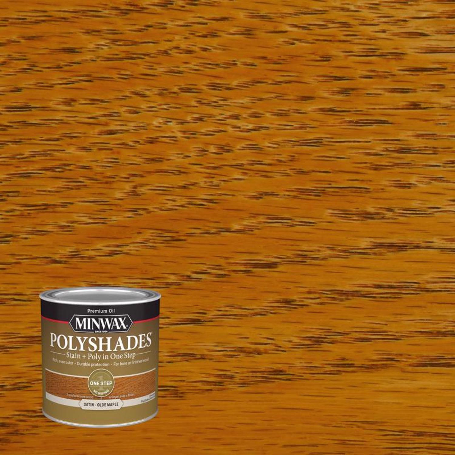 Minwax PolyShades Semi-Transparent Satin Olde Maple Oil-Based Stain/Polyurethane Finish 0.5 pt - Mycitystee
