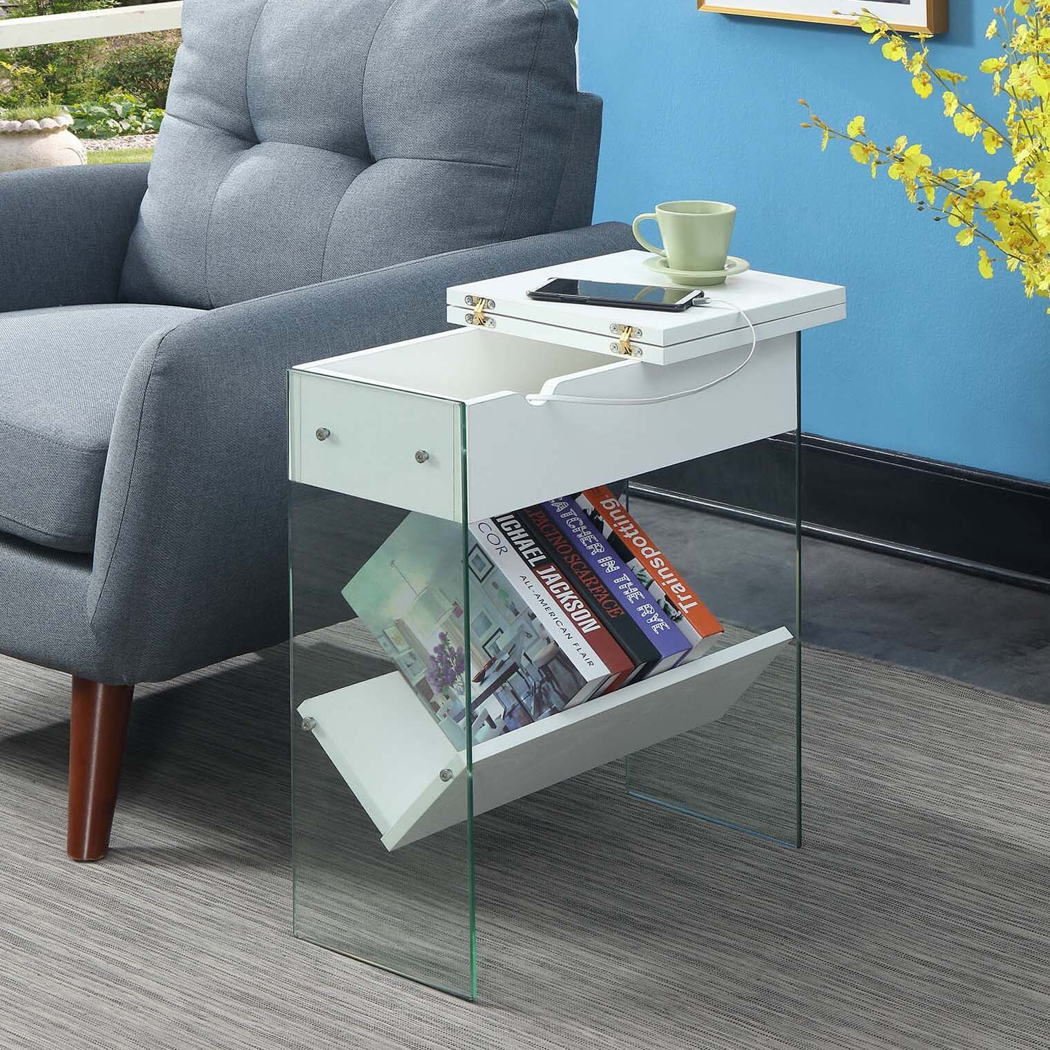 Porch and Den Urqhuart Flip Top End Table with Charging Station - Mycitystee
