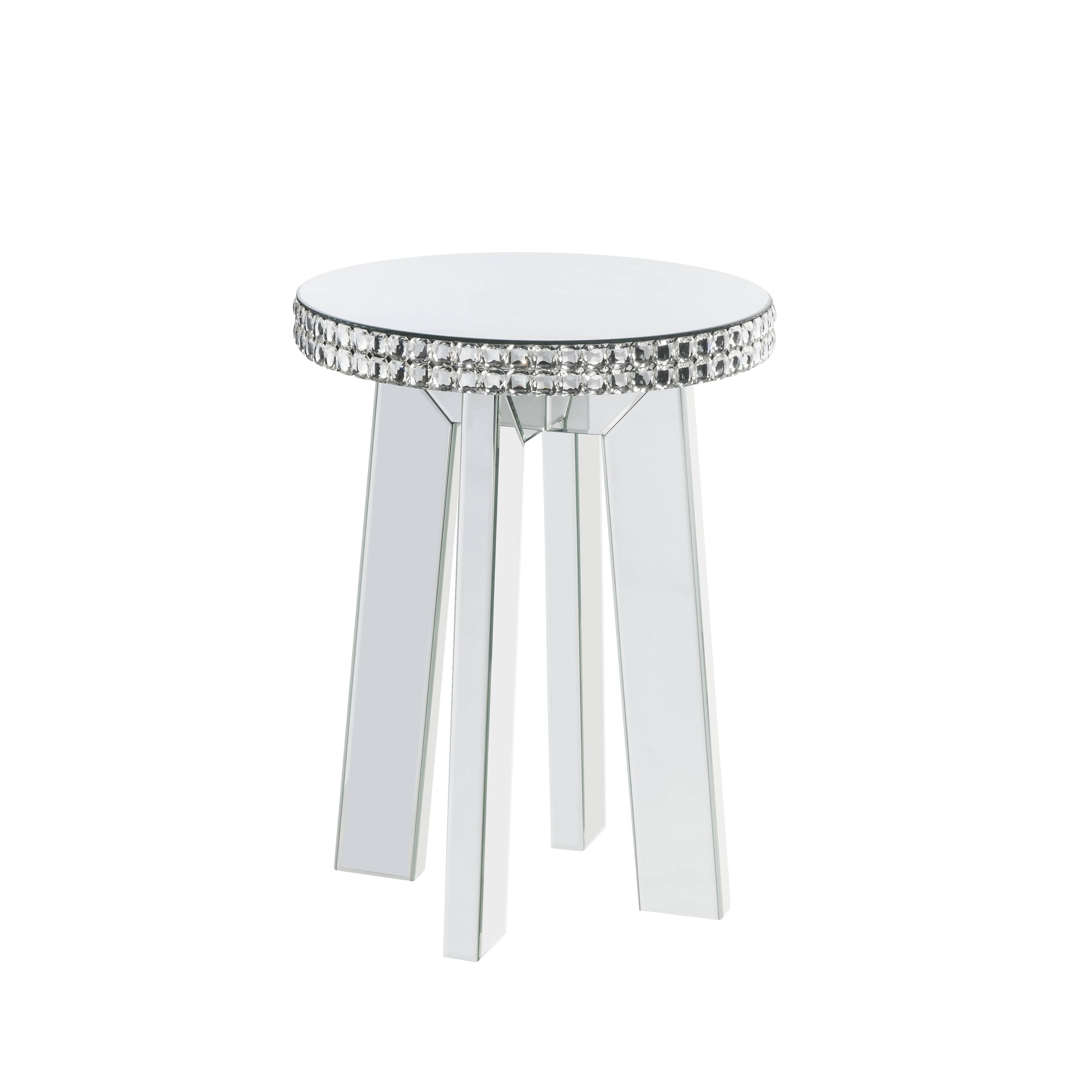 ACME Lotus End Table in Mirrored and Faux Crystals - Mycitystee