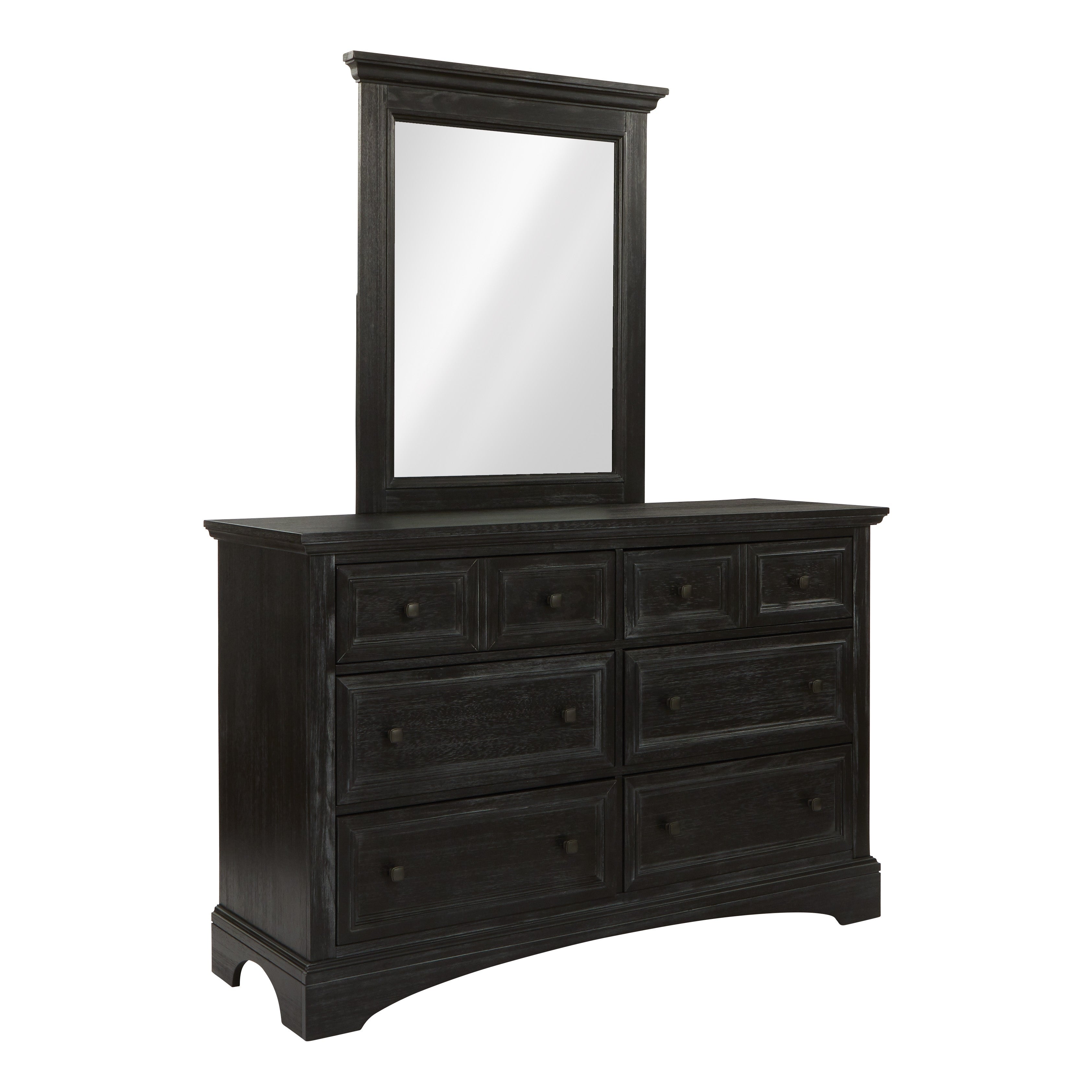 Farmhouse Basics 6 Drawer Dresser and Mirror Set in Rustic Black - - 21470468 - Mycitystee