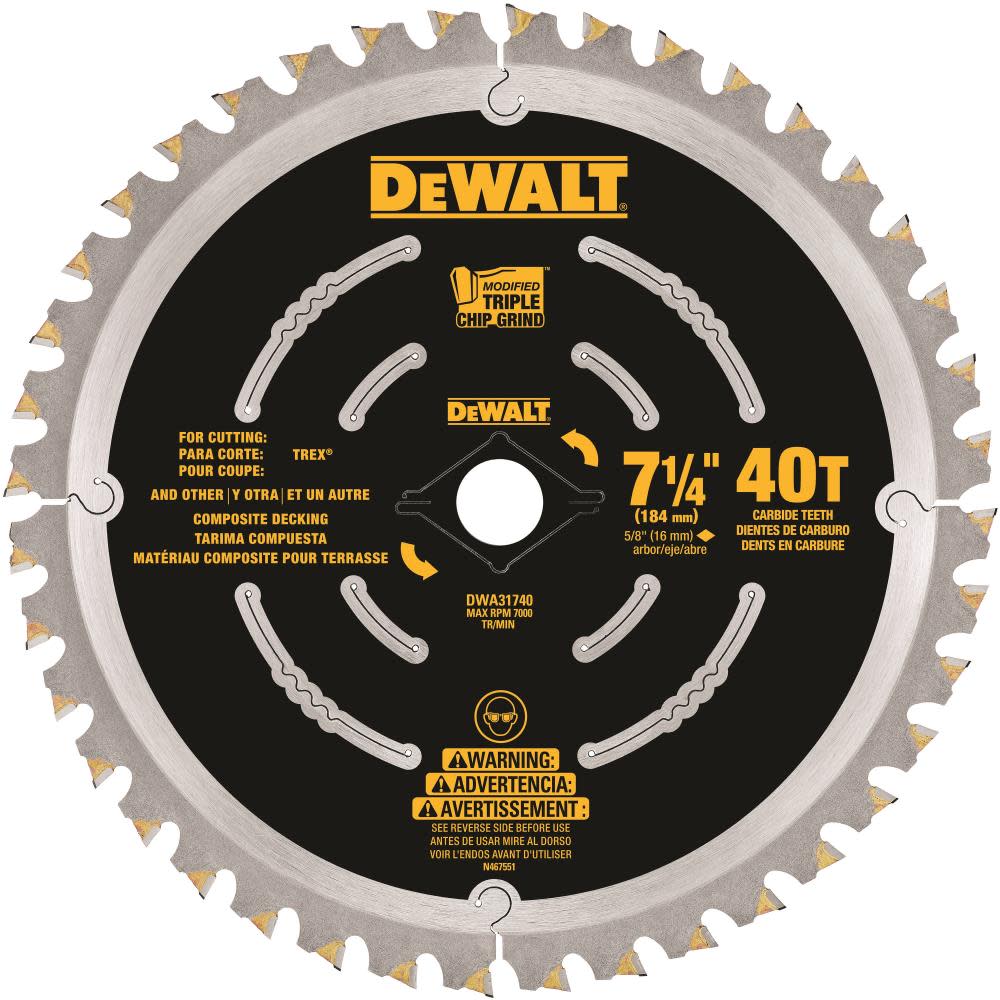 DEWALT 7-1/4-in 40T Composite Deck Blade DWA31740 from DEWALT - Mycitystee