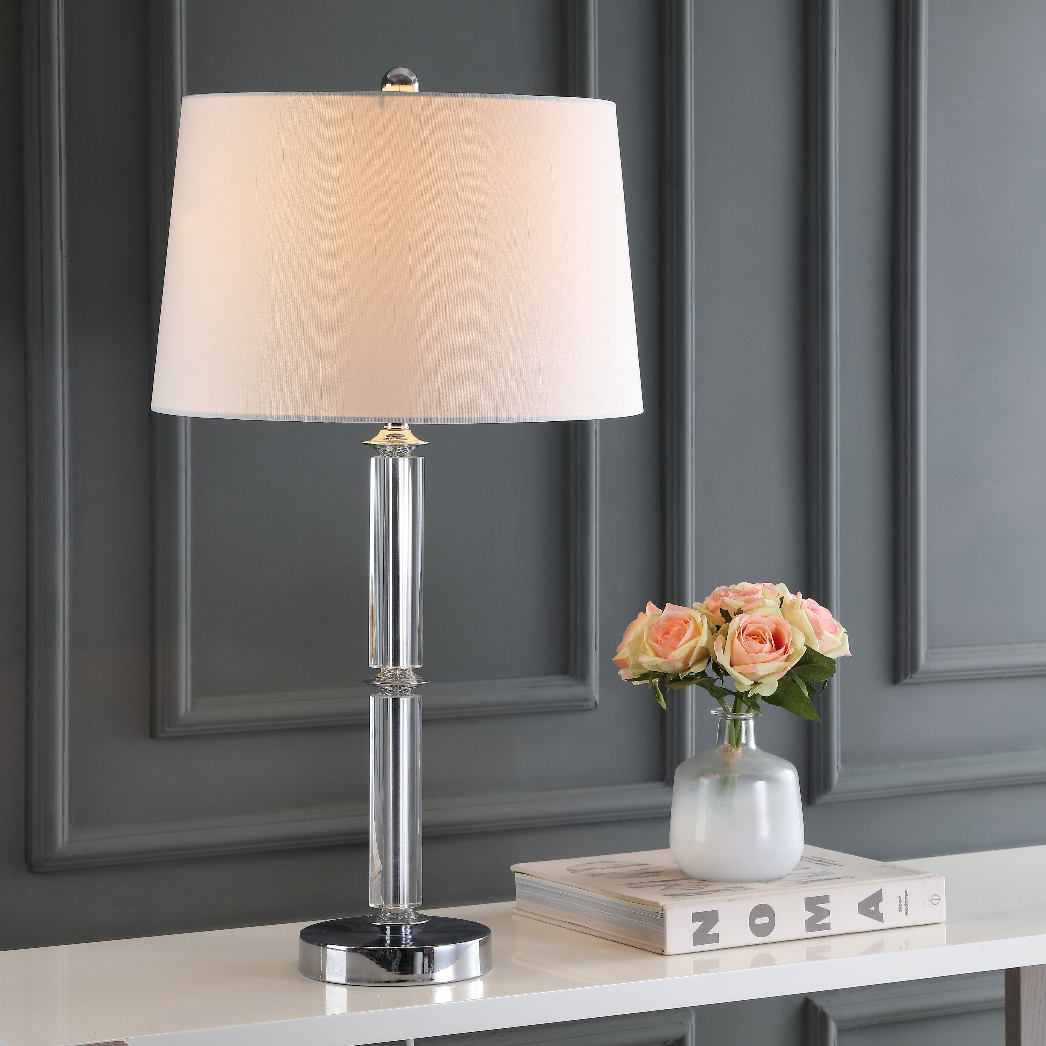 SAFAVIEH Lighting 30-inch Cylinder Glass Table Lamp (Set of 2) - 16