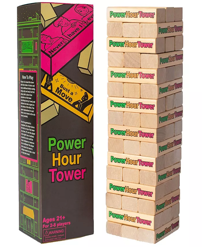 Power Hour Tower Adult Party Game 48 Hilarious Wooden Blocks - Mycitystee
