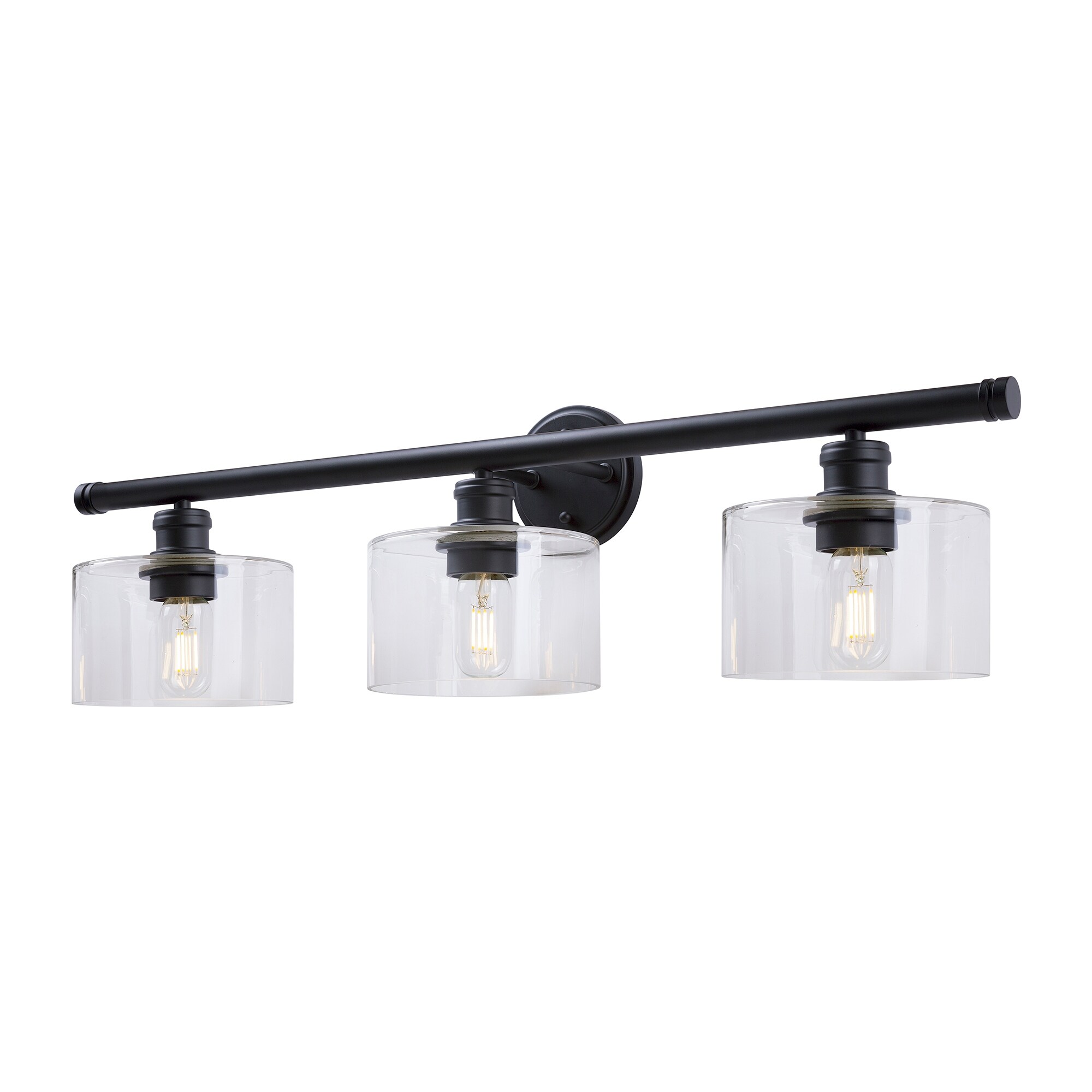 Zane 3-Light Black Bath Light with Clear Glass - Mycitystee