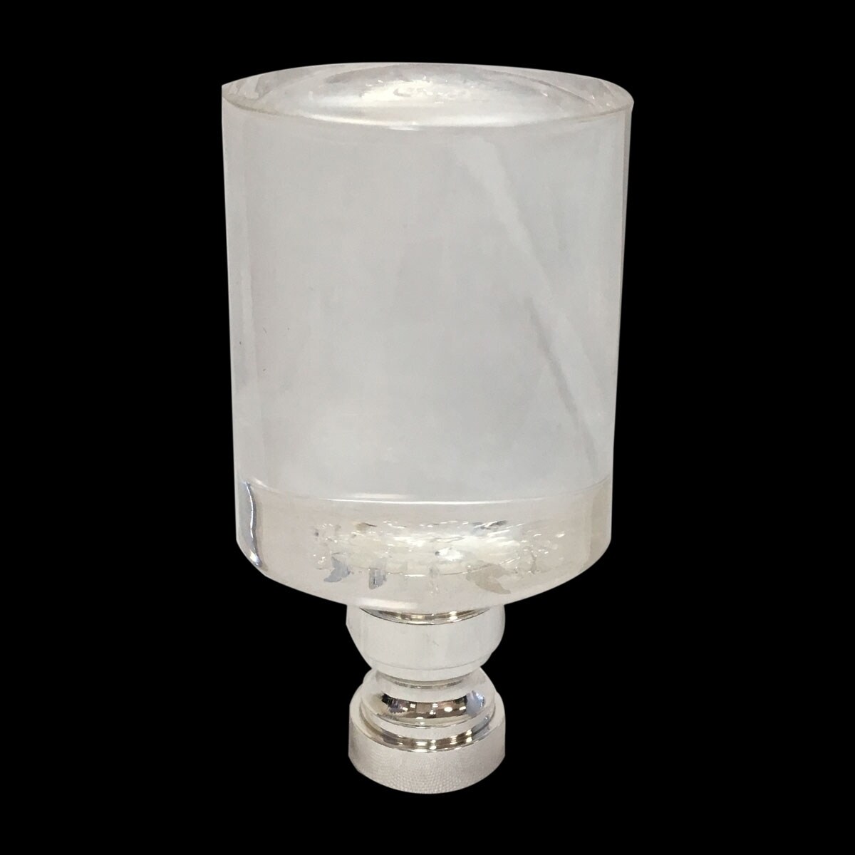 Royal Designs Short Cylinder Clear Lamp Finial with Polished Silver Base - Mycitystee