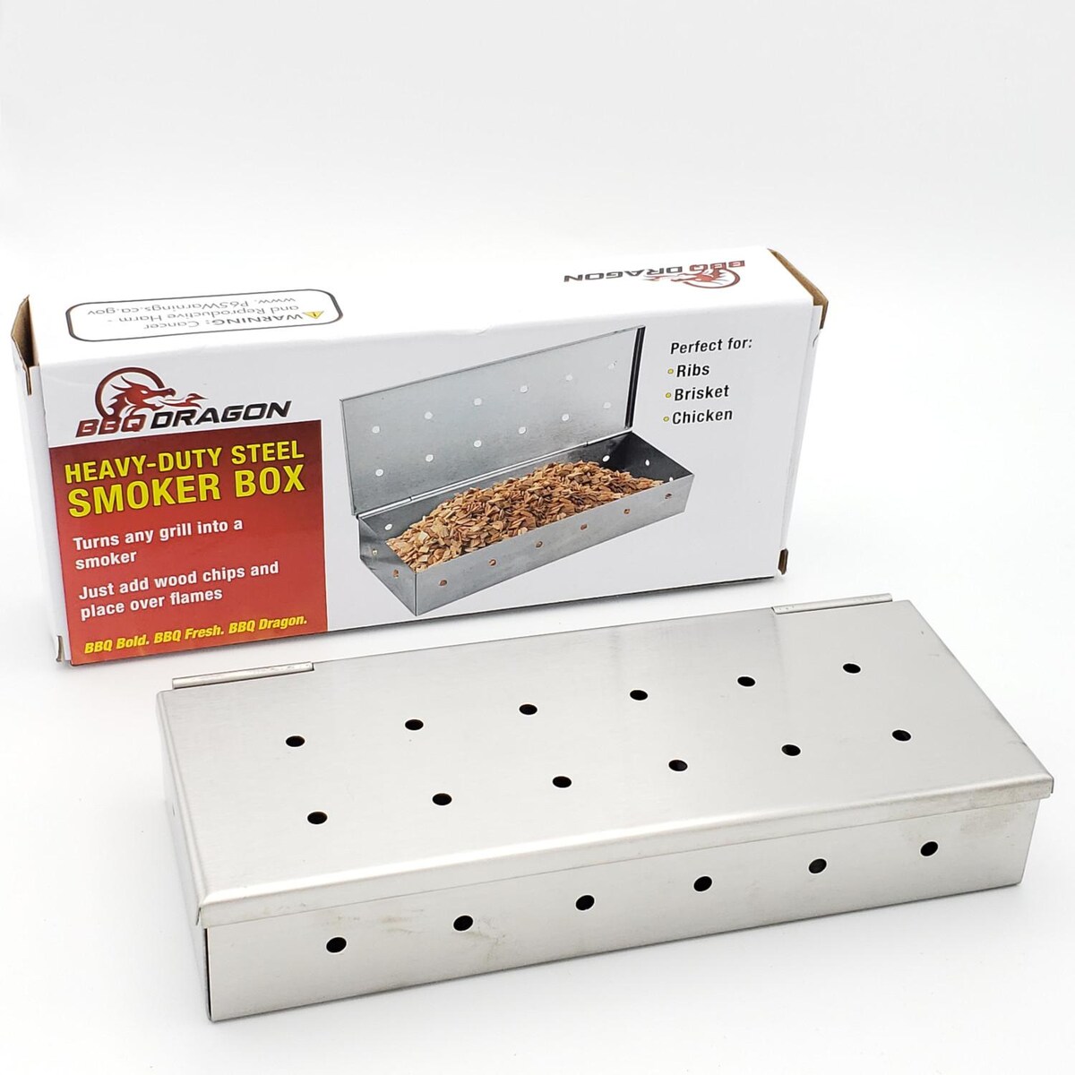 BBQ Dragon Heavy-Duty Smoker Box W/ Hinged Lid - Mycitystee