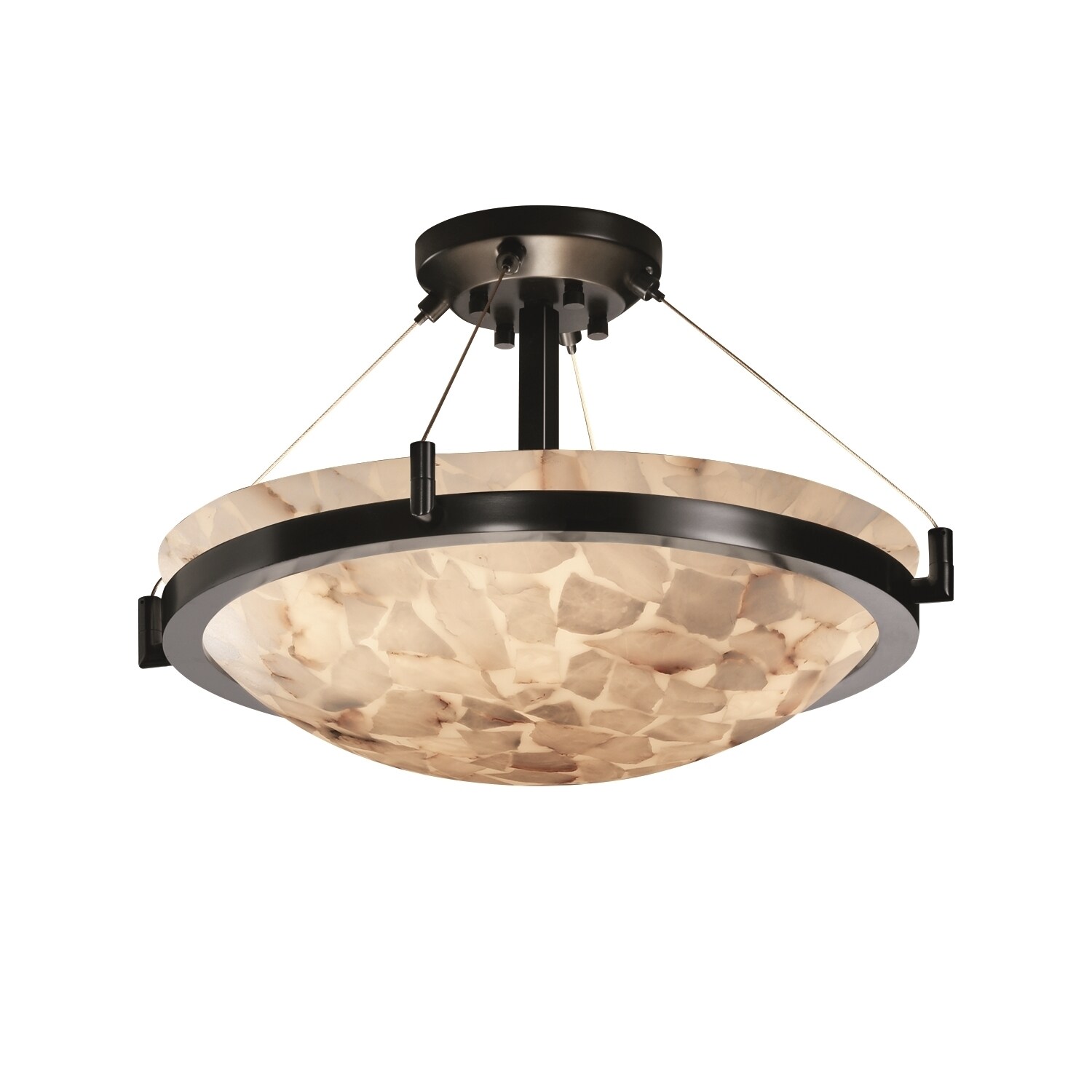 Justice Design Alabaster Rocks Ring 3-light Matte Black Round Bowl Semi-flush - Mycitystee