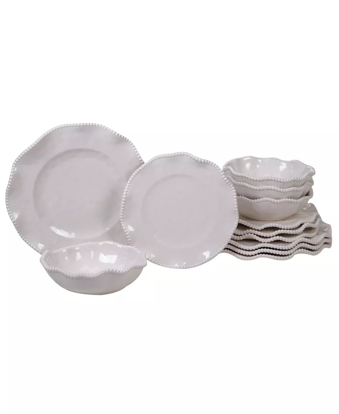 Certified International Perlette Cream Melamine 12-Pc. Dinnerware Set - Mycitystee