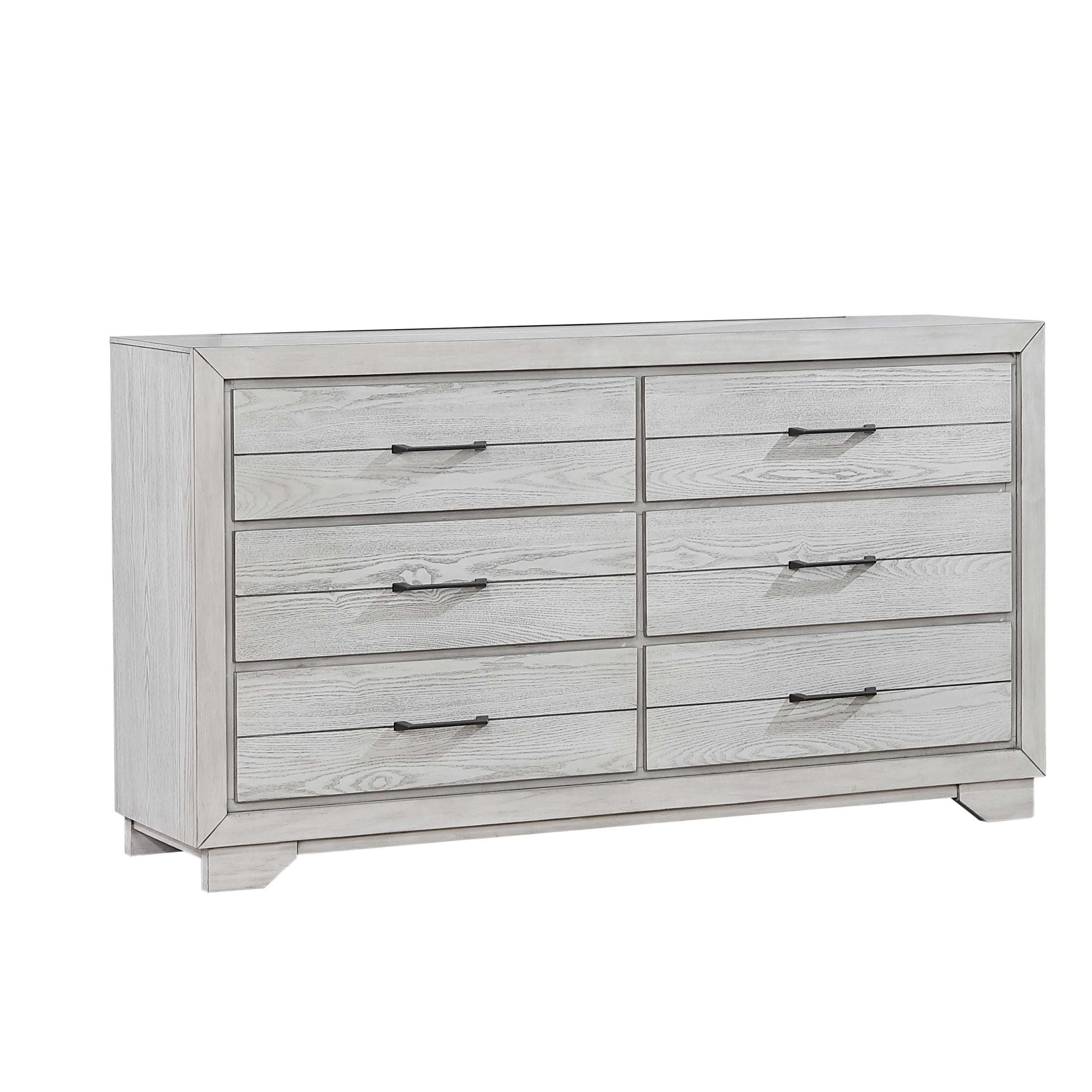 6 Drawers Wooden Frame Dresser with Bracket Legs， Antique White - - 31269430 - Mycitystee