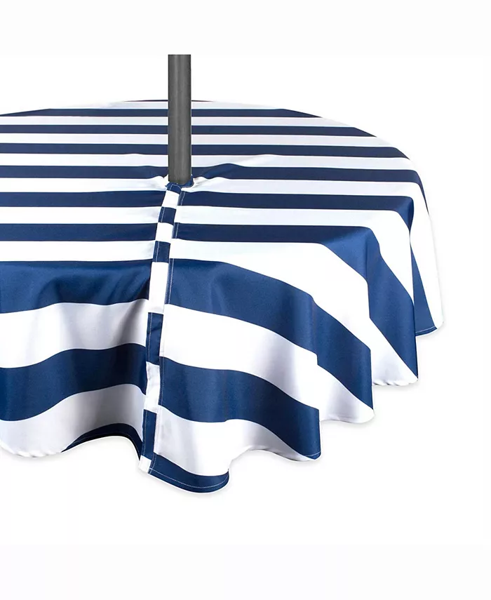 Design Imports Nautical Blue Cabana Stripe Outdoor Table cloth with Zipper 60
