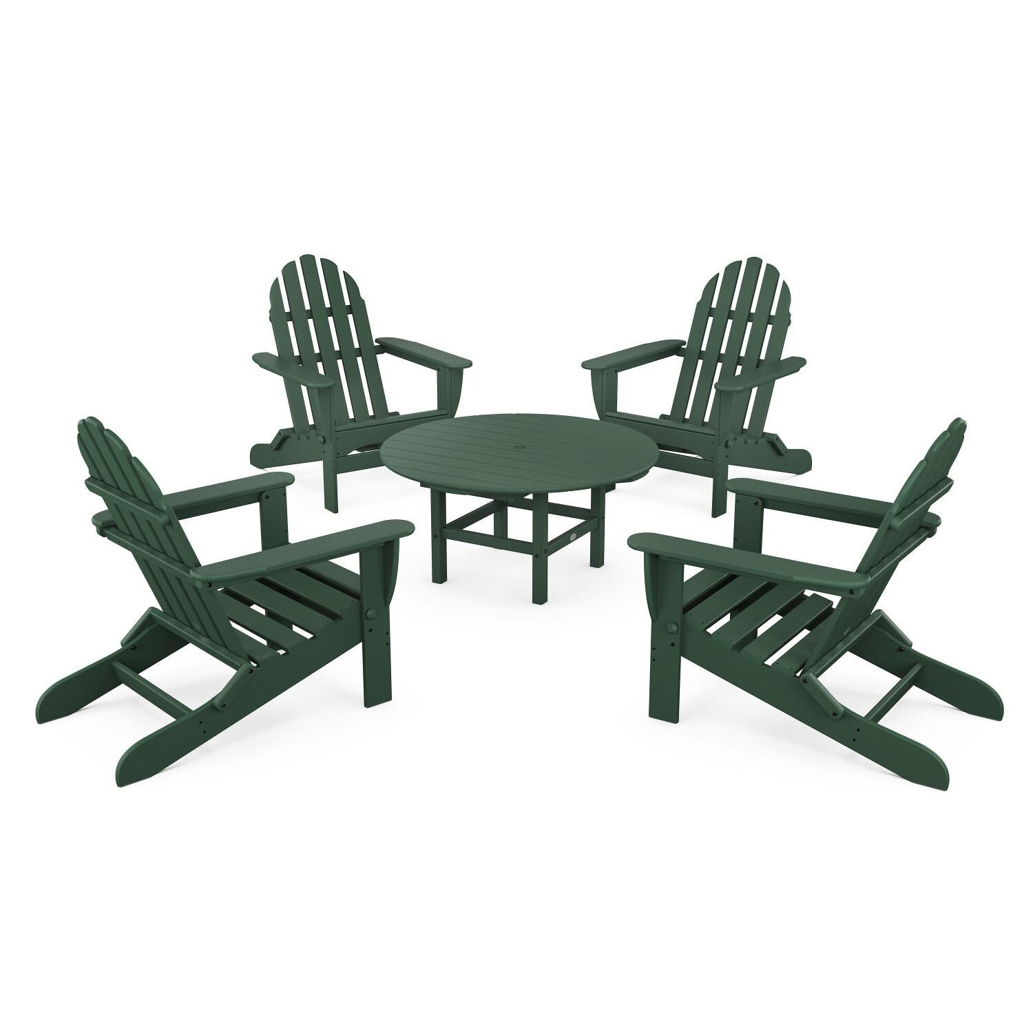 POLYWOOD Classic Folding Adirondack 5-Piece Conversation Group - Mycitystee
