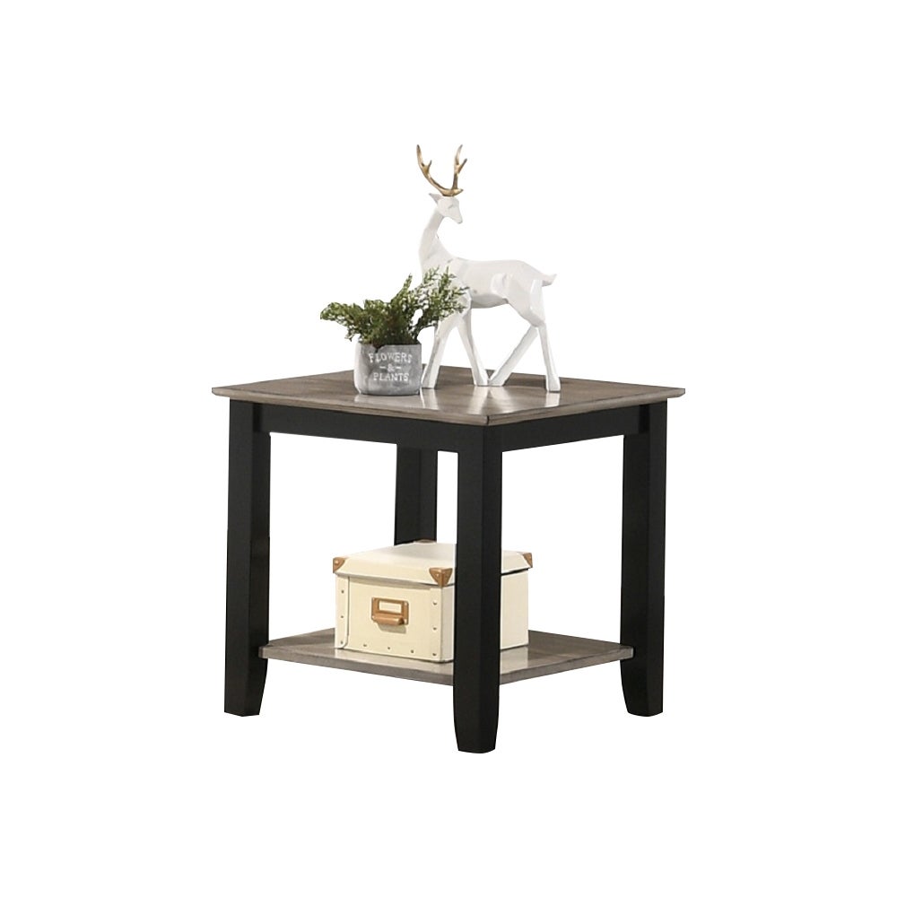 End Table With Open Shelf In Dark Brown And Grey - Mycitystee