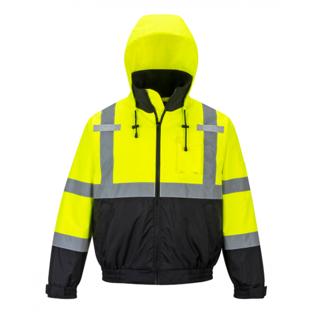Yellow/Black Hi-Vis Premium Bomber Jacket - Medium - Mycitystee