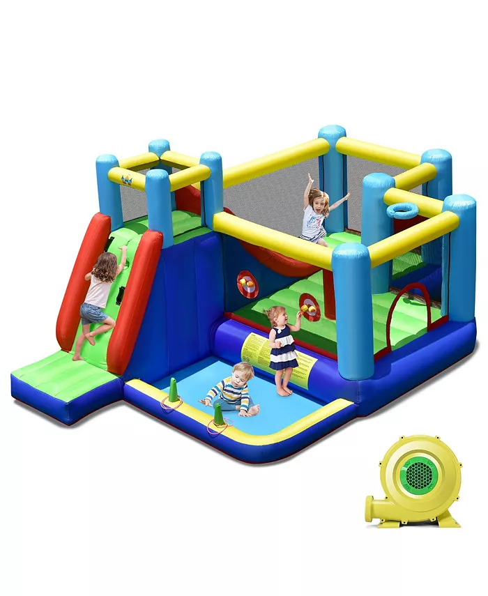 Costway Inflatable Bounce House 8-in-1 Kids Inflatable Slide Bouncer (With 735W Blower) - Mycitystee