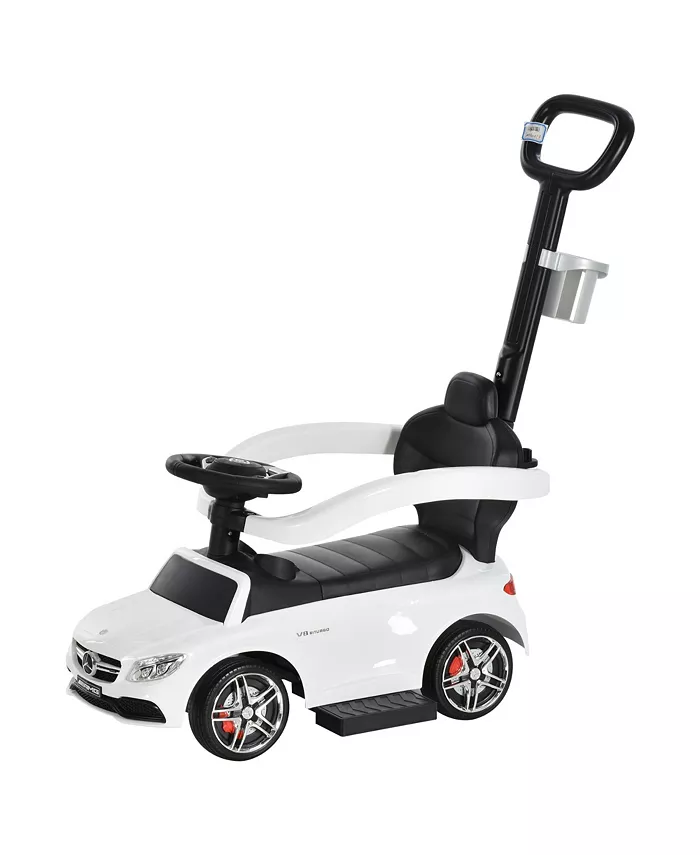 Aosom Mercedes G-Class SUV Kids Toddler Car w  Push Handle Horn， White - Mycitystee