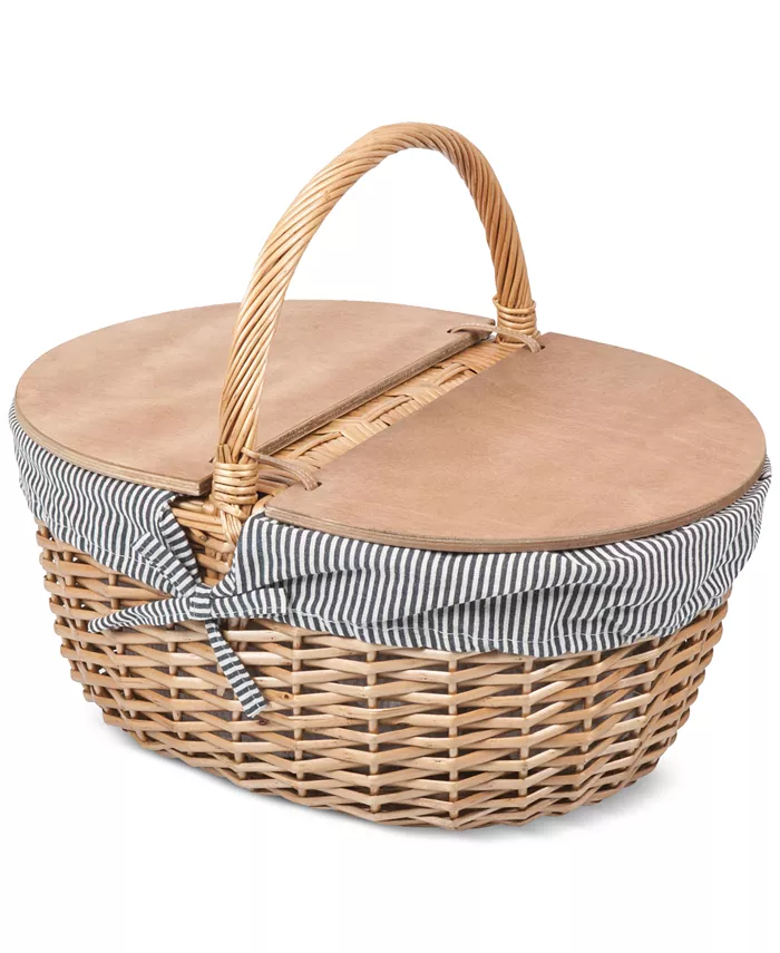 Picnic Time Country Navy White Striped Picnic Basket - Mycitystee