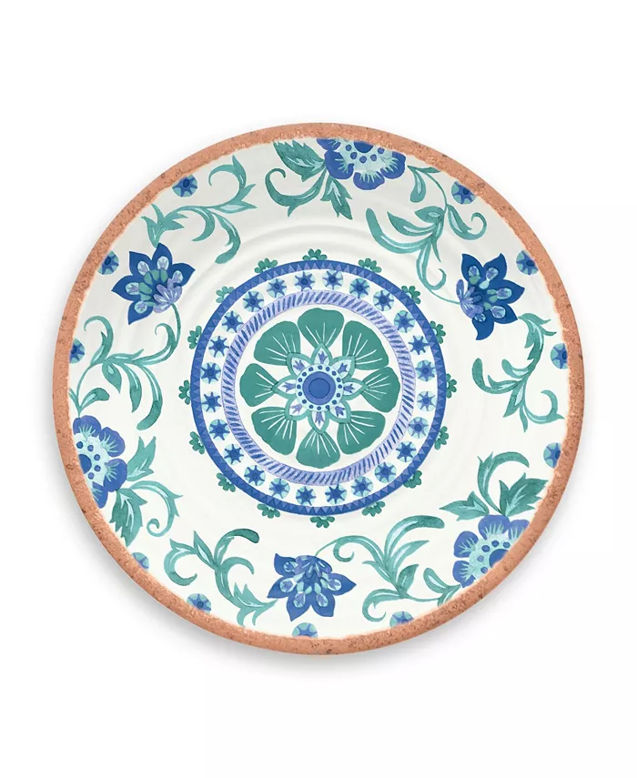 TarHong Rio Turquoise Floral Salad Plate， 8.5