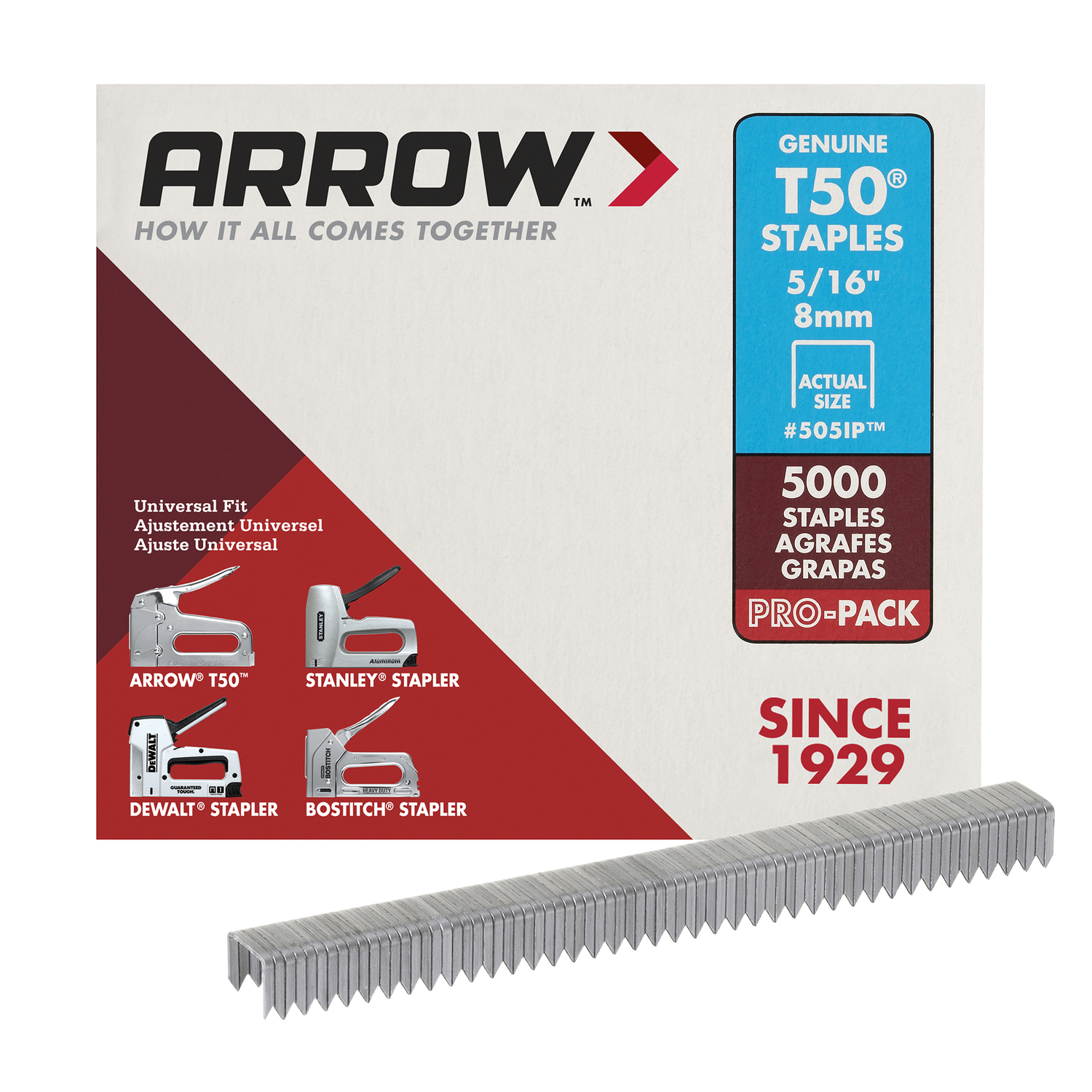 Arrow T50 3/8 in. W X 5/16 in. L 18 Ga. Flat Crown Heavy Duty Staples 5000 pk - Mycitystee