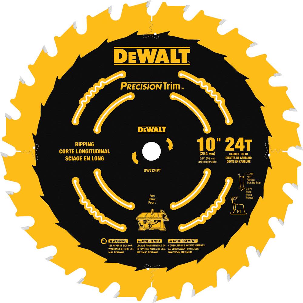 DEWALT 10-in 24T Fast Ripping Saw Blade DW7124PT from DEWALT - Mycitystee