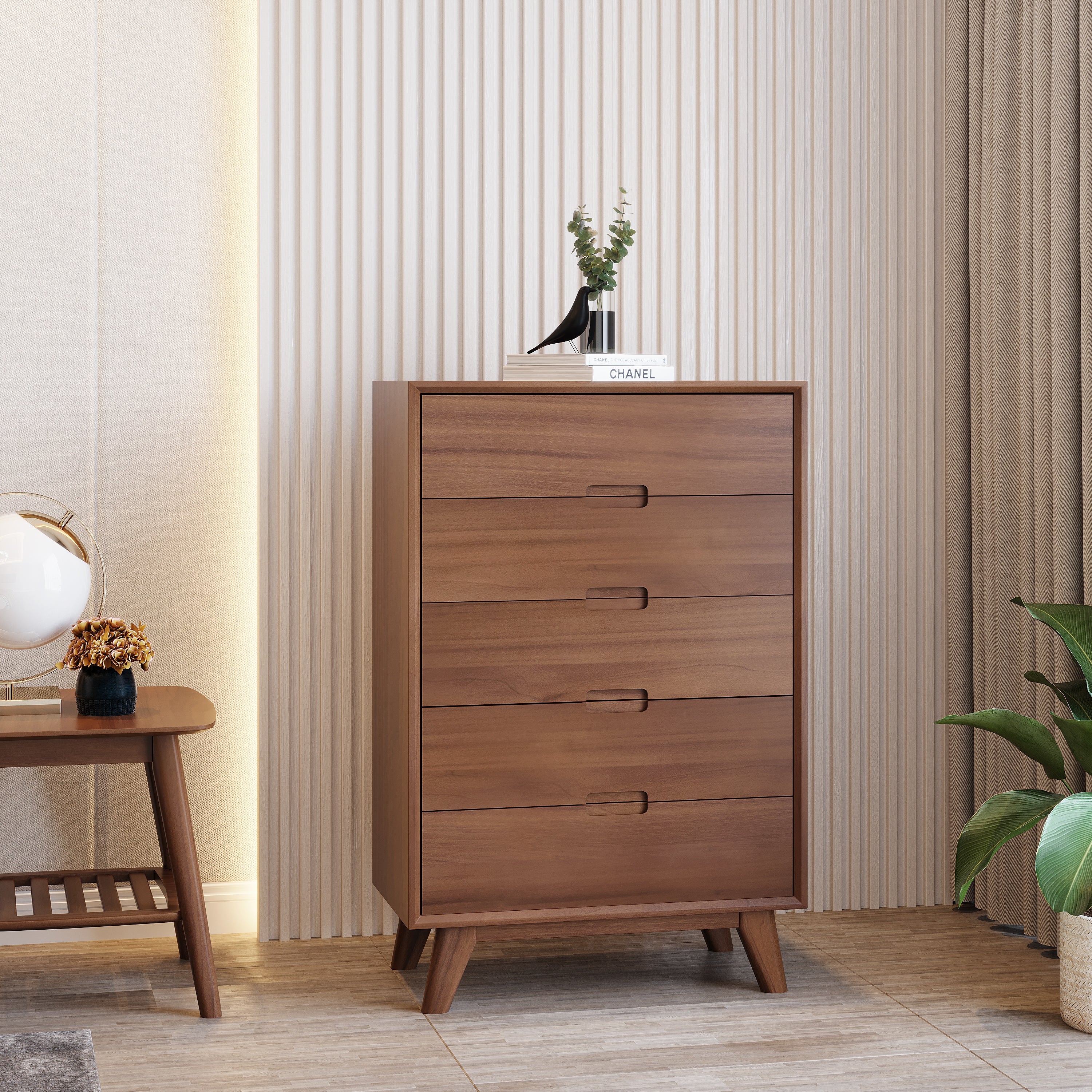 Rye Studio Santos Modern High Chest Dresser w/ Goove Handles - - 36876137 - Mycitystee