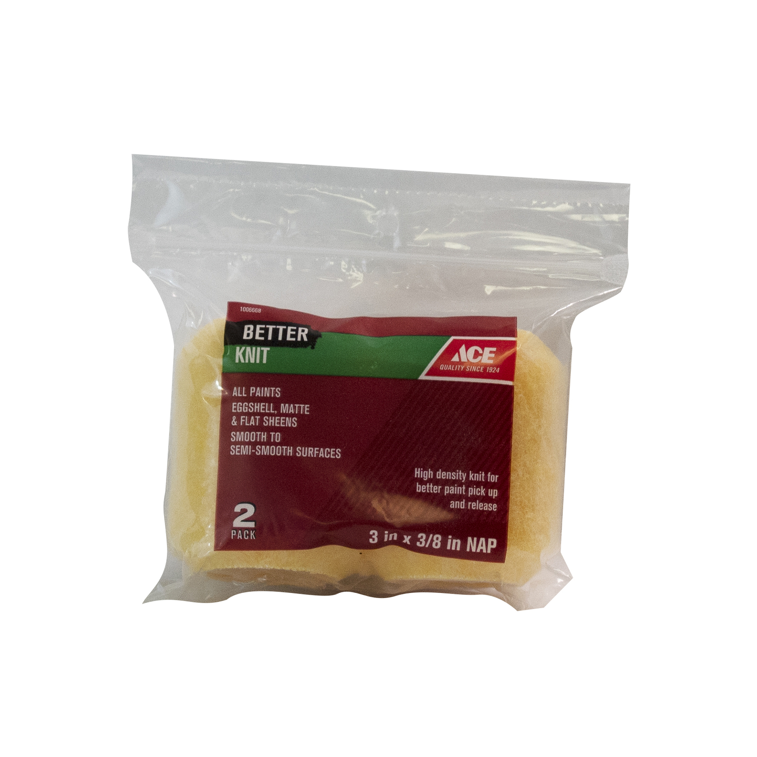 Ace Better Knit 3 in. W X 3/8 in. Paint Roller Cover 2 pk - Mycitystee