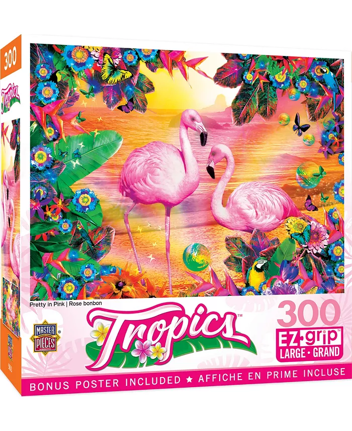 MasterPieces Puzzles Tropics - Pretty in Pink 300 Piece Adult Jigsaw Puzzle - Mycitystee
