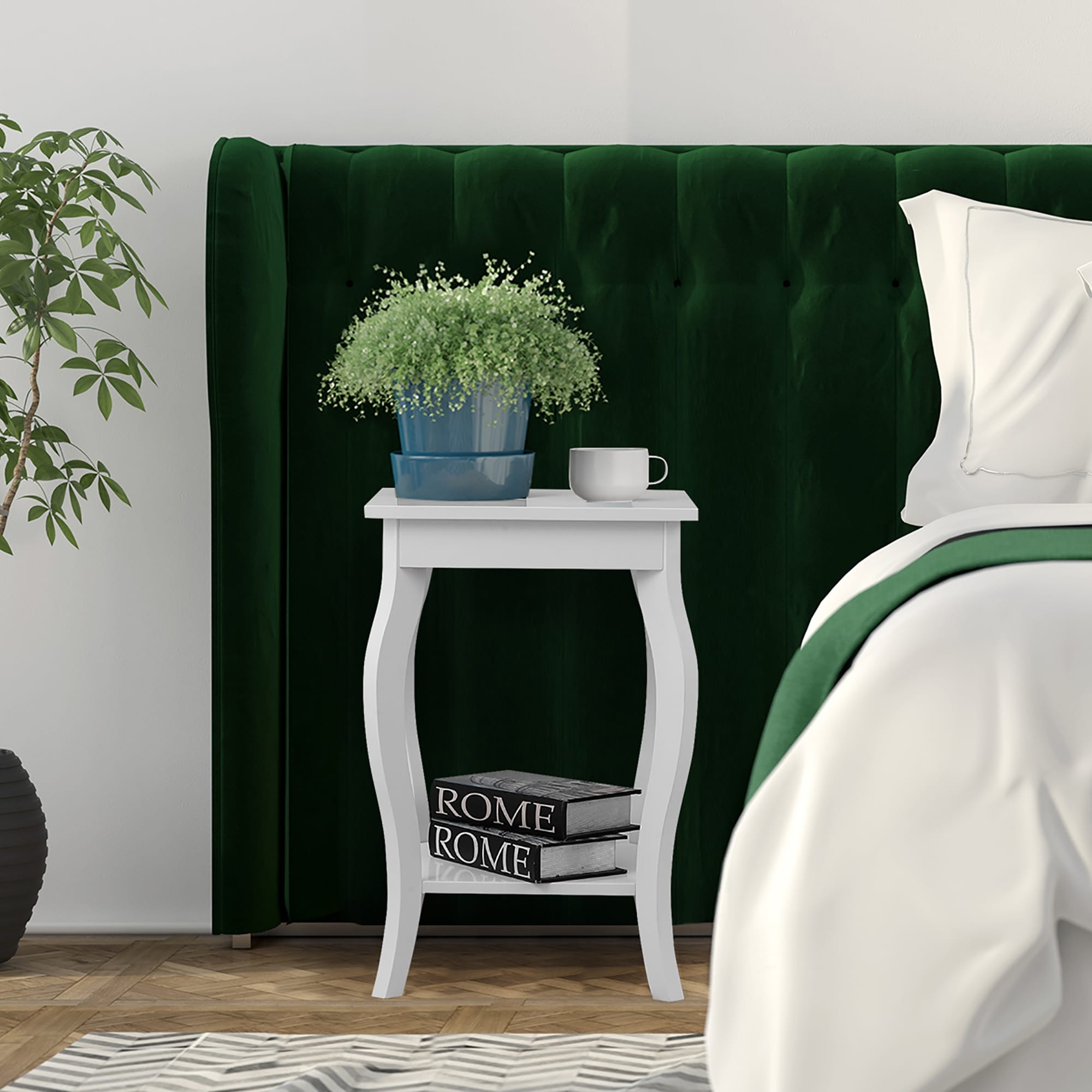 Set of 2 Accent Side Table Nightstand End Table with Shelf - Mycitystee
