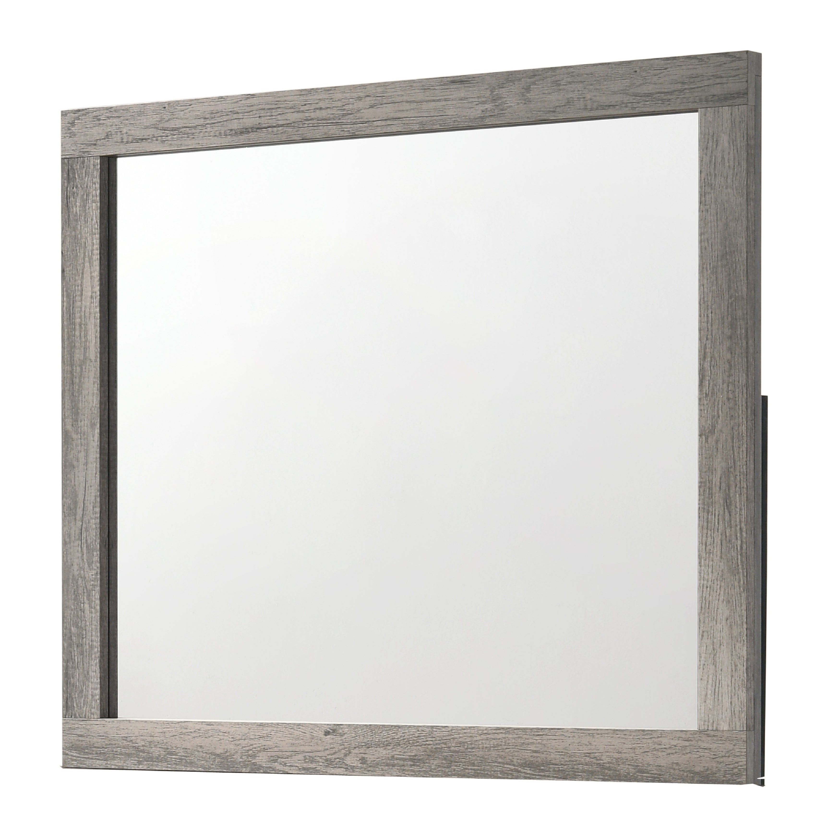 Rectangular Wooden Dresser Top Mirror with Grains， Gray and Silver - - 31102048 - Mycitystee