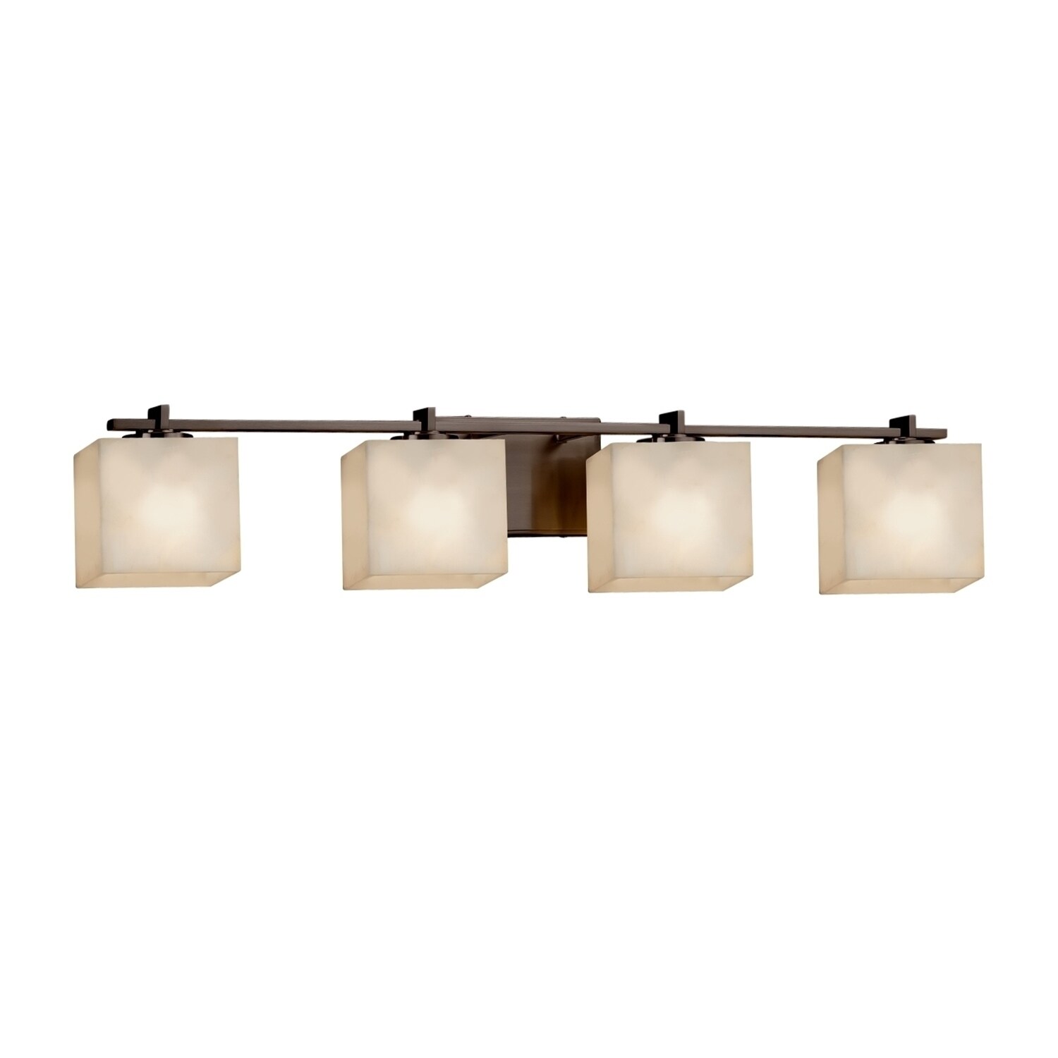 Justice Design Clouds Era 4-light Brushed Nickel Bath Light， Off-white Rectangle Shade - Mycitystee