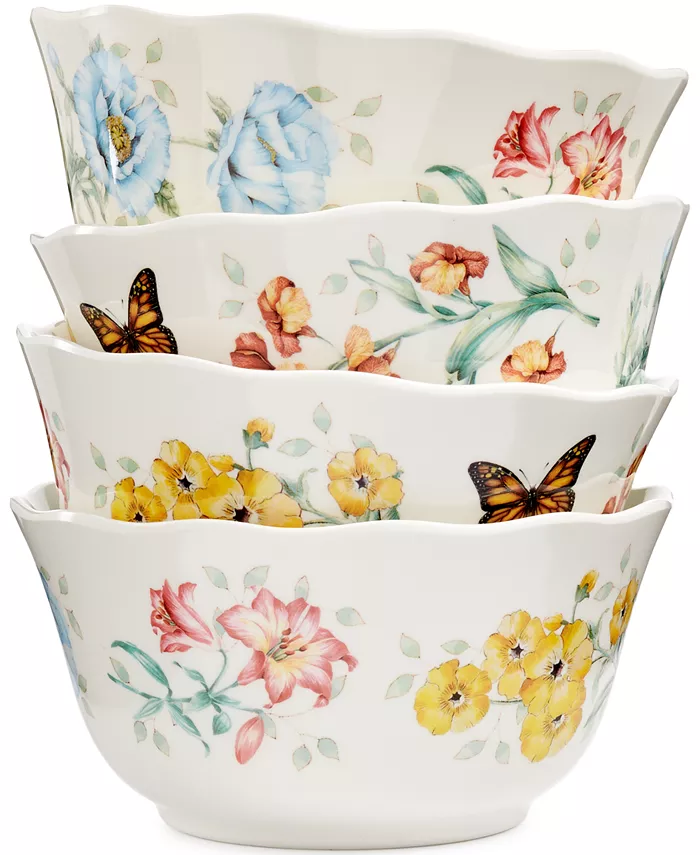Lenox Butterfly Meadow Set of 4 Melamine All Purpose Bowls - Mycitystee