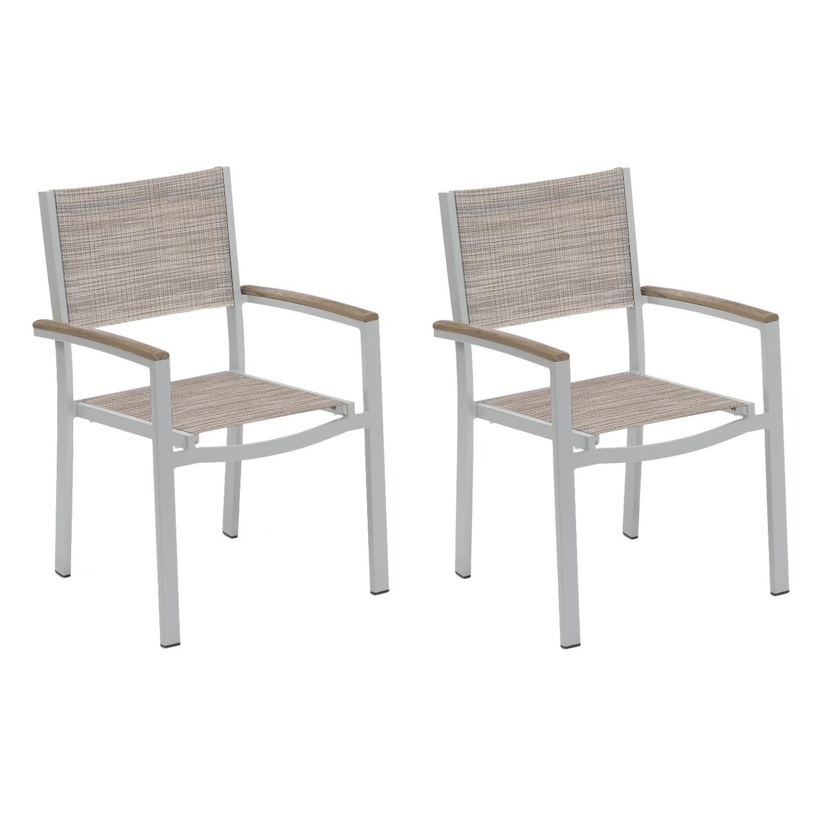 Travira 2 Piece Aluminum Patio Dining Arm Chair Set W/ Tekwood Vintage Arm Caps By Oxford Garden - Mycitystee