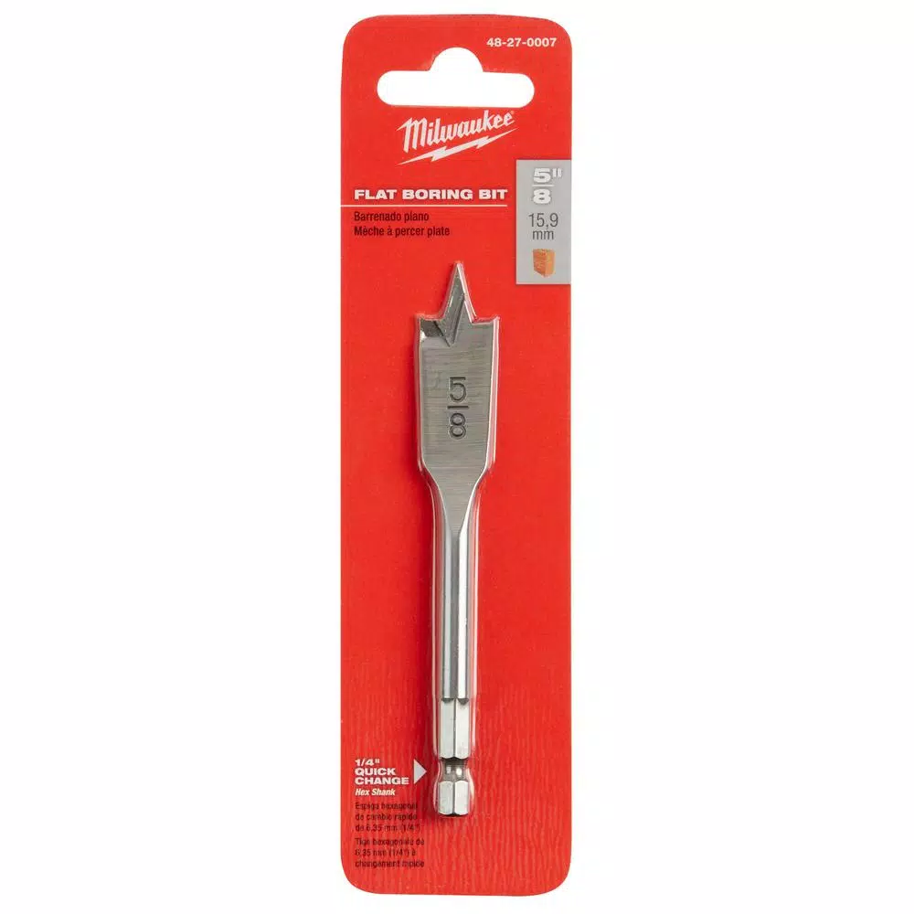 Milwaukee 5/8 in. x 4.5 in. Flat Boring Bit and#8211; XDC Depot - Mycitystee