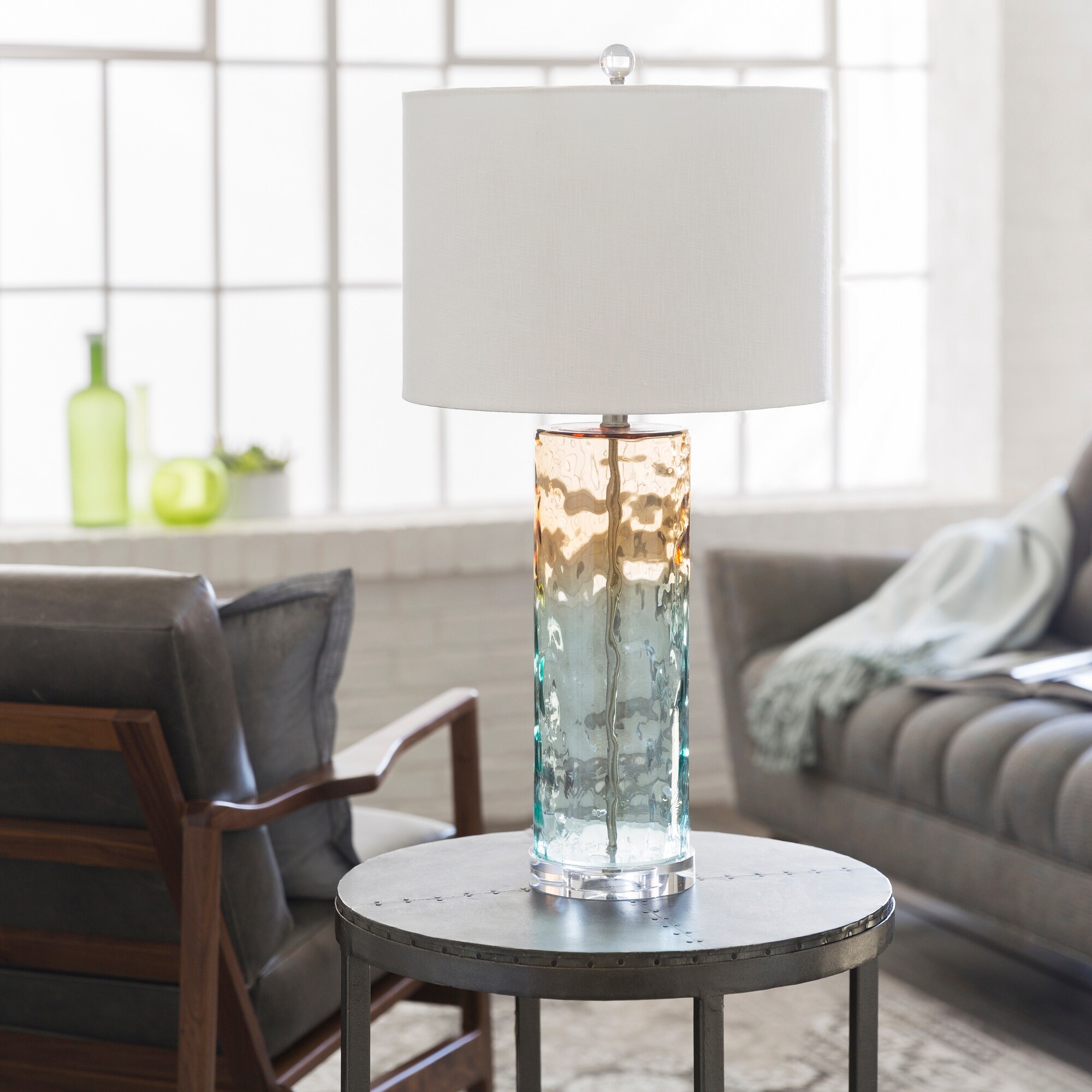 Caragana Table Lamp with Clear Base and White Shade - Mycitystee