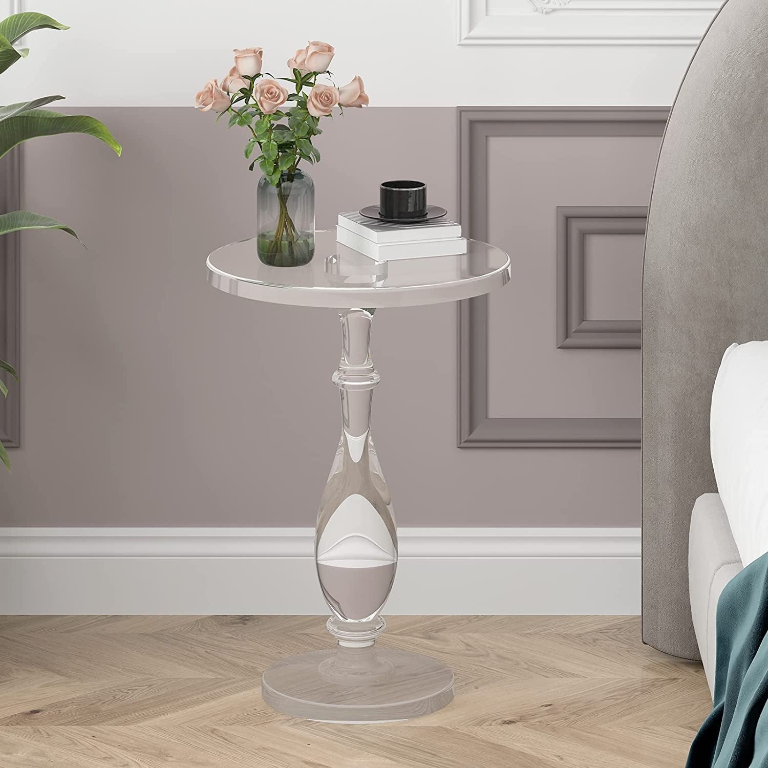 Mixoy Small Acrylic Side Table for Small Spaces， Small Bedside Table， Acrylic Nightstand Table， Home Accent End Table - Mycitystee