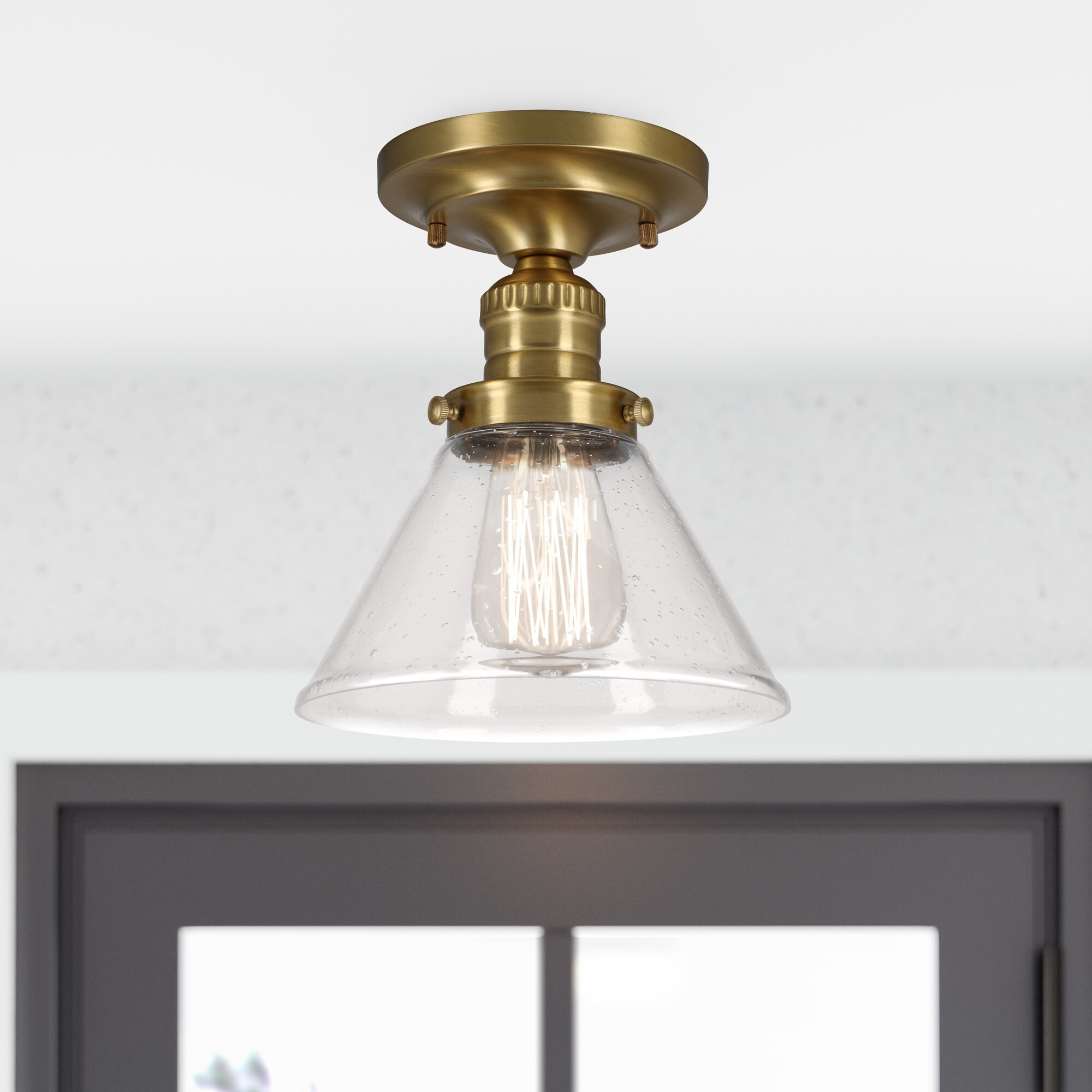 Design House 589069-SG Augustin Transitional 1-Light Indoor Dimmable Ceiling Light Fixture - Satin Gold - Mycitystee