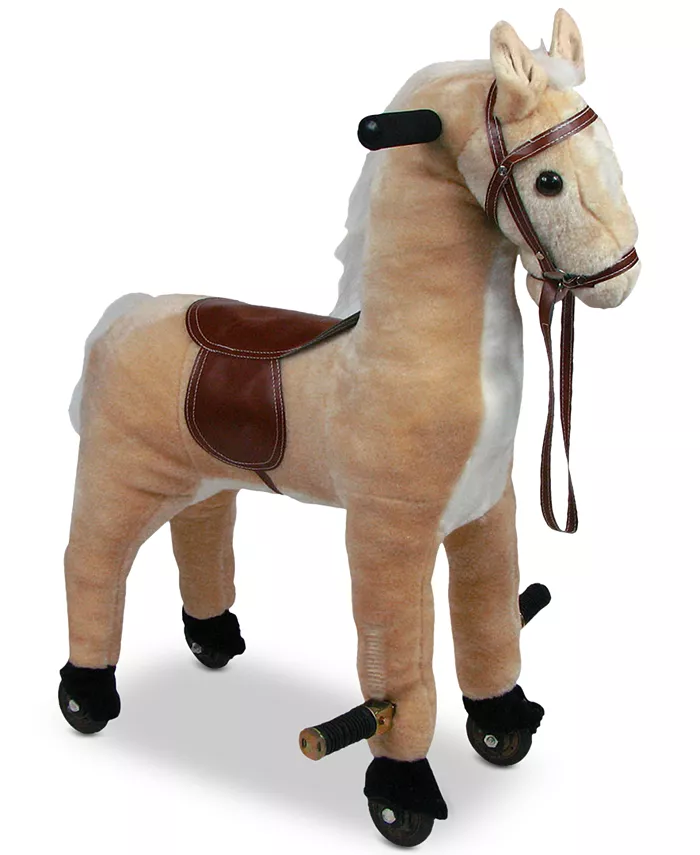 Trademark Global Happy Trails Plush Walking Horse with Wheels Foot Rests28.5