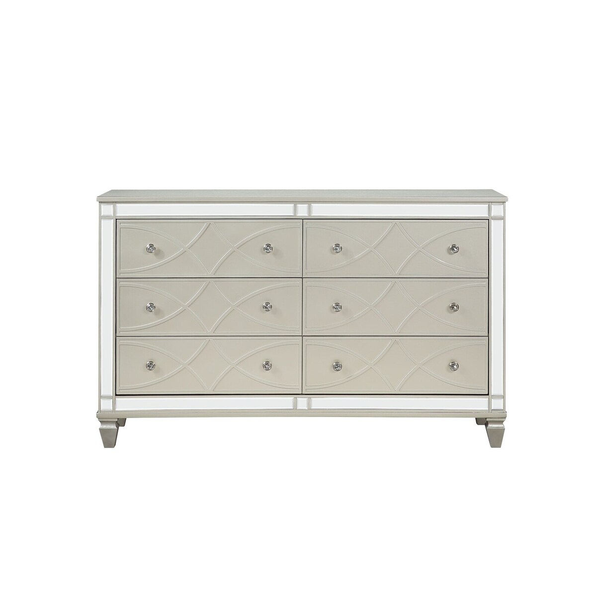 Dresser with 6 Drawers and Circular Decorative Pattern， Silver - - 34632266 - Mycitystee
