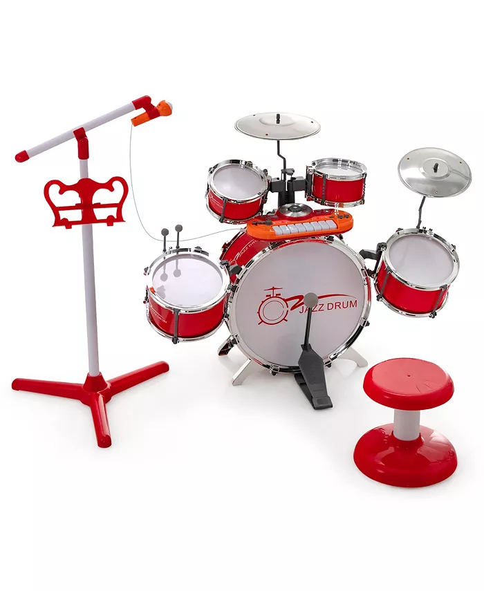 Costway Jazz Drum Set for Toddler Kids Educational Toy w Keyboard Cymbal - Mycitystee