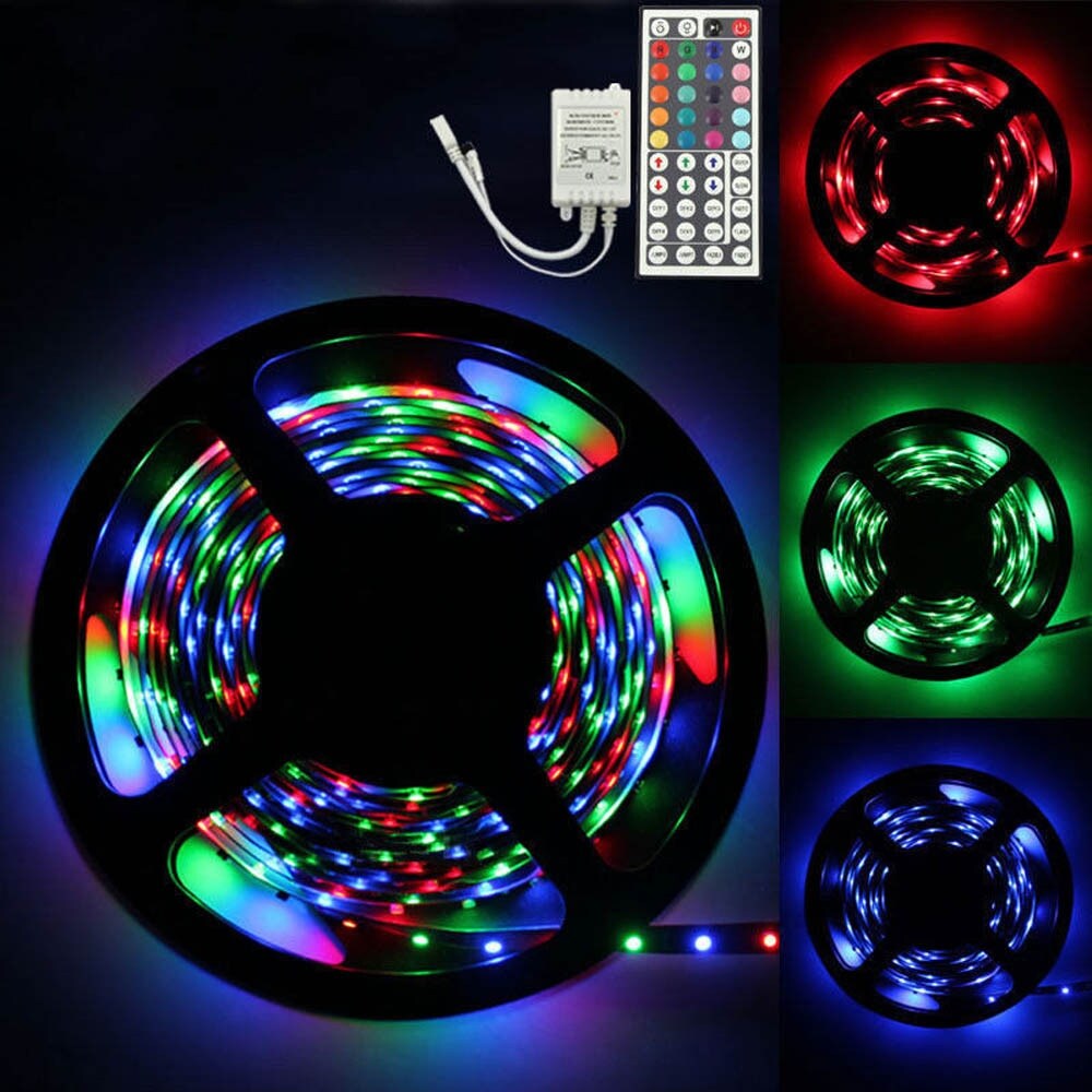 5M 5050 RGB SMD LED Waterproof Flexible Strip 300 LEDs + 44 Key IR Remote IP65 Waterproof Light Strip Tape Light - Mycitystee
