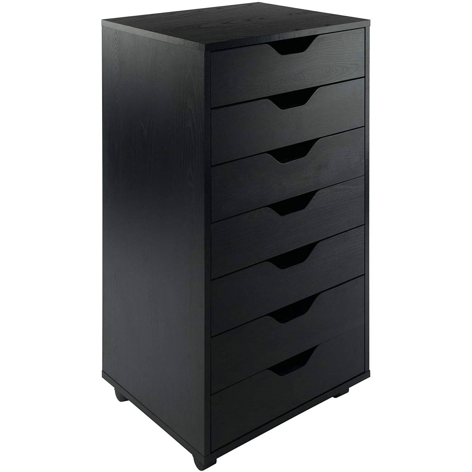 Modern Scandinavian Style 7-Drawer Storage Cabinet Chest in Black Finish - - 36214958 - Mycitystee