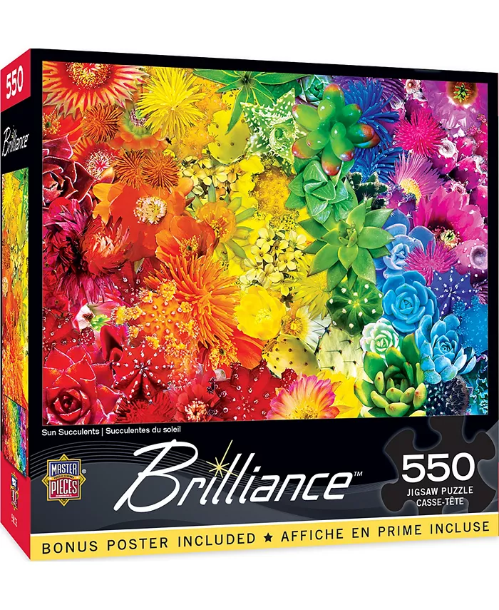 MasterPieces Puzzles Brilliance - Sun Succulents 550 Piece Adult Jigsaw Puzzle - Mycitystee