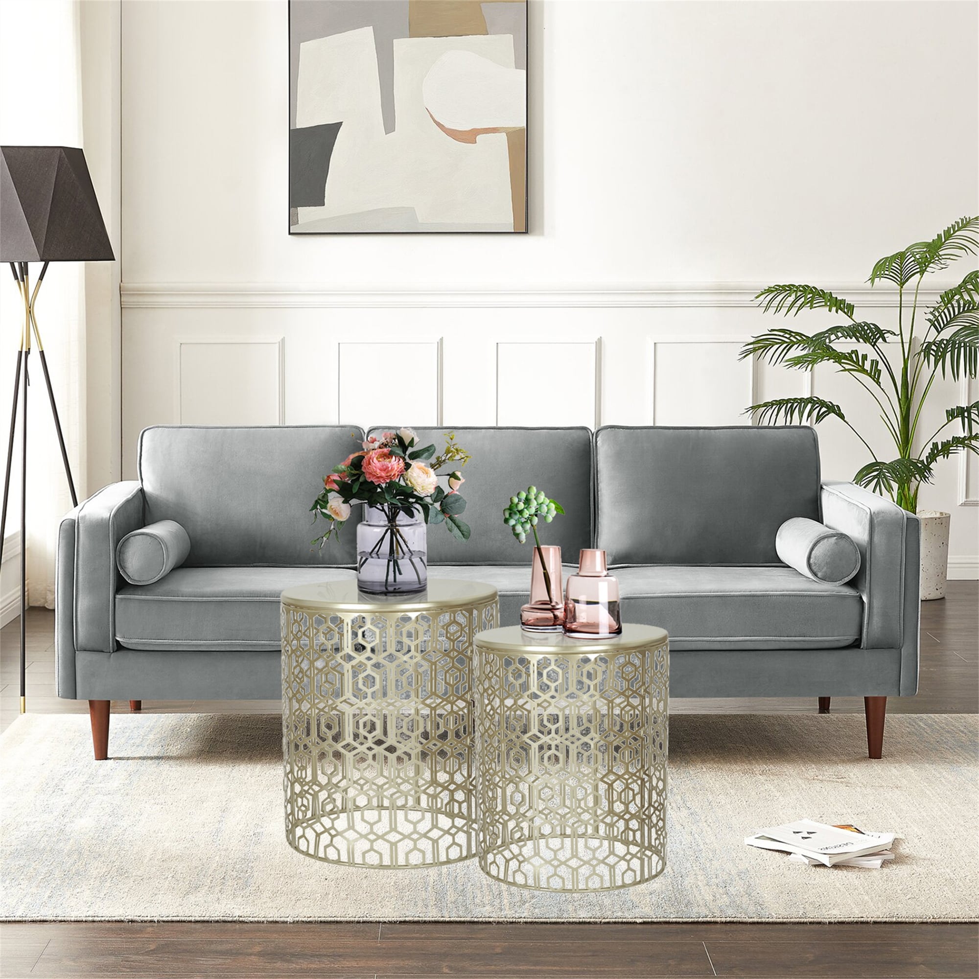 Adeco Set of 2 Round Nesting Side End Table Set - Set of 2 - Mycitystee