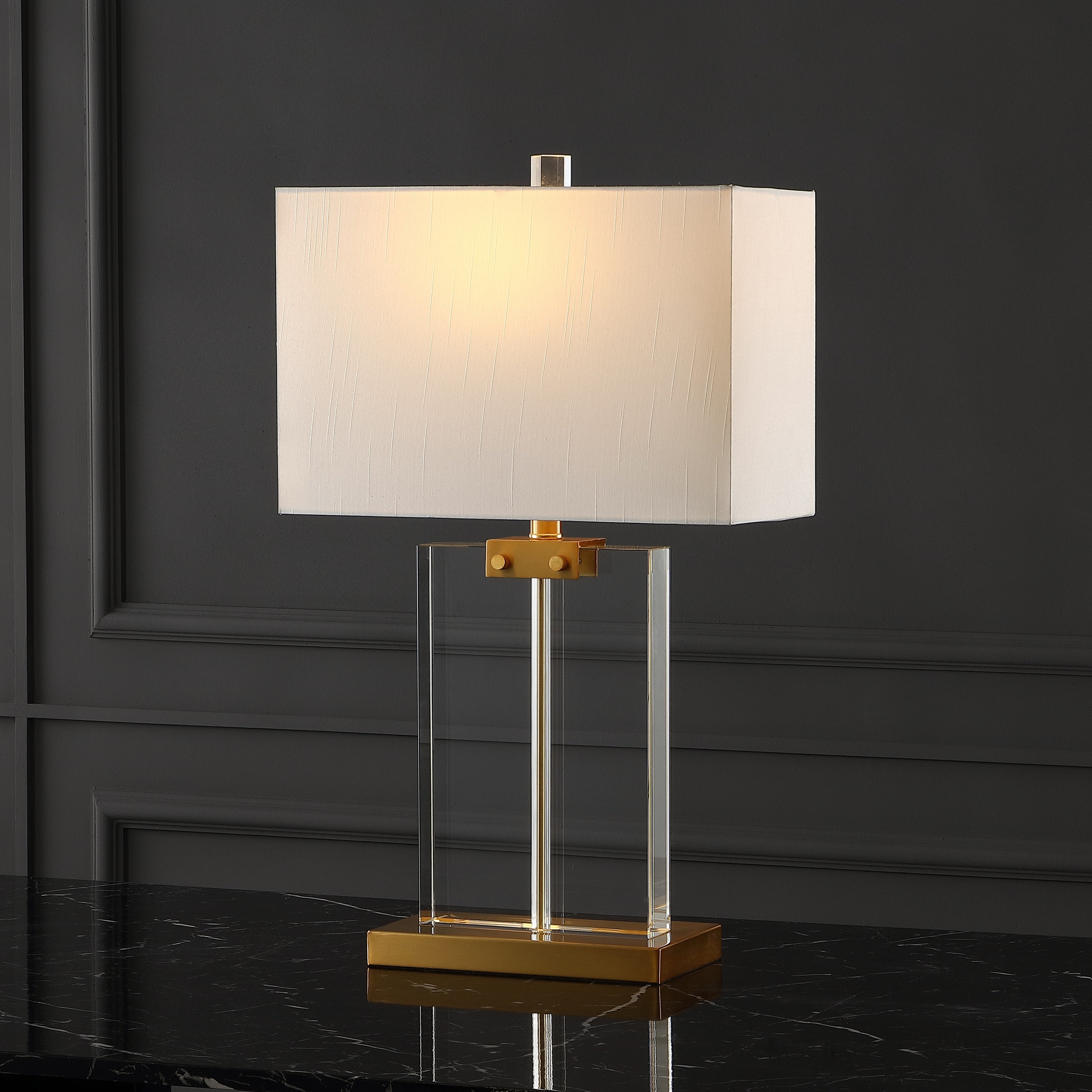 SAFAVIEH Couture Lighting 25.5-inch Maddock Crystal Table Lamp - 15 IN W x 8 IN D x 25.5 IN H - Mycitystee