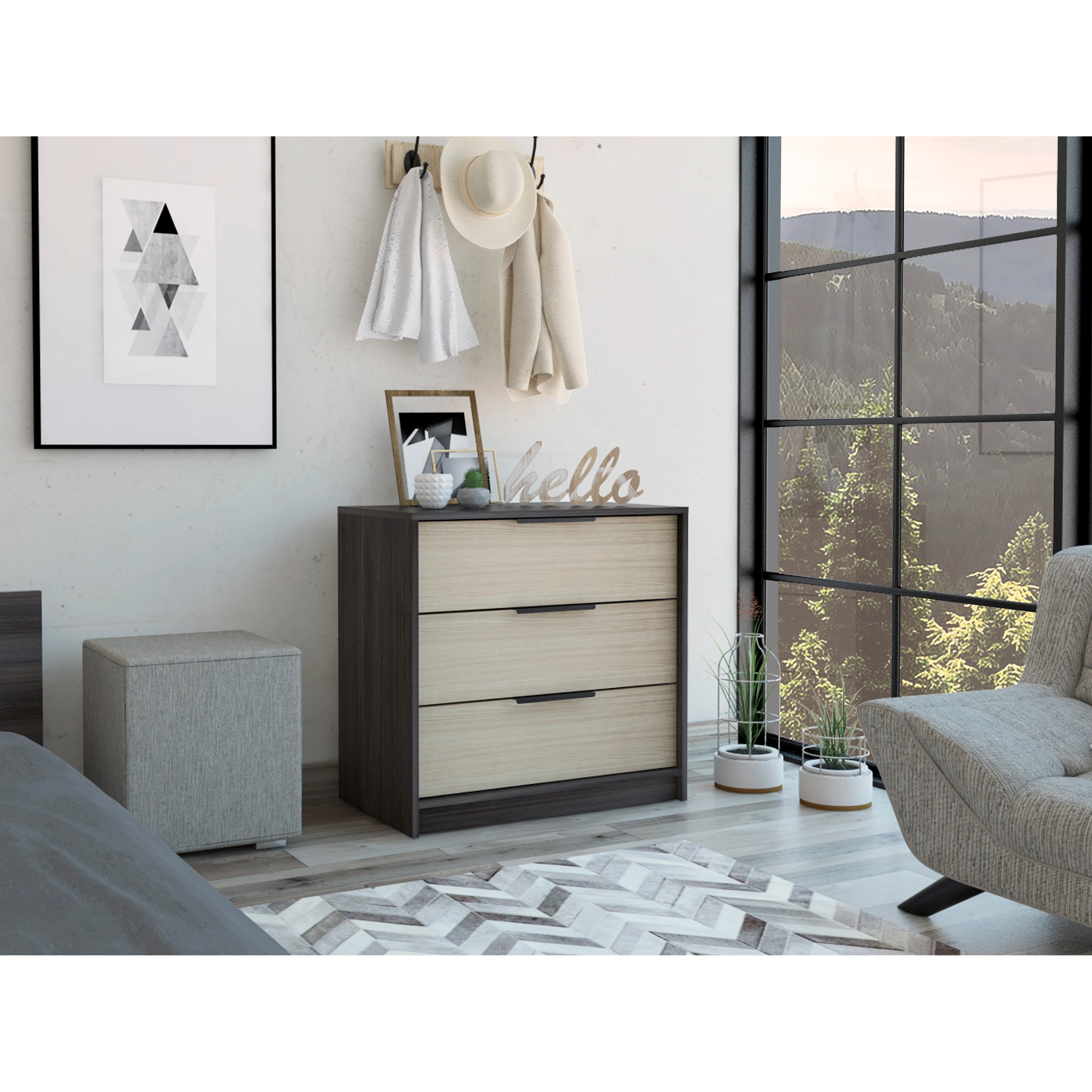 Washington 3 Drawer Dresser with Metal Handles - - 33018577 - Mycitystee