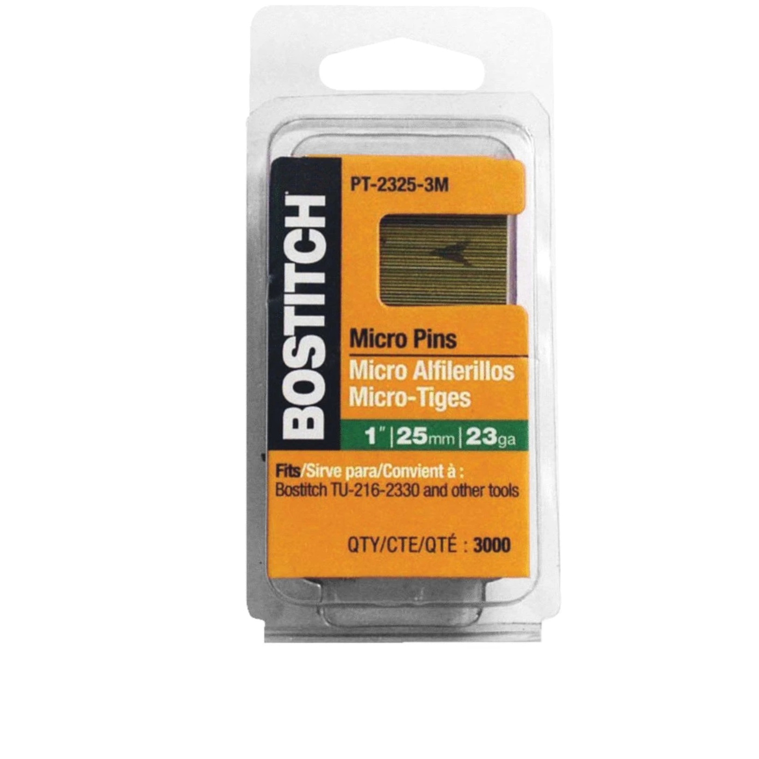 Bostitch 1 in. 23 Ga. Straight Strip Coated Micro Pins 3，000 pk - Mycitystee