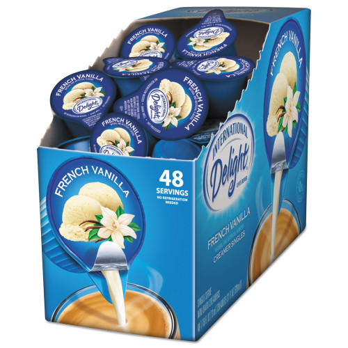 International Delight Flavored Liquid Non-Dairy Coffee Creamer， French Vanilla， 0.4375 oz Cup， 48/Box (02282) - Mycitystee