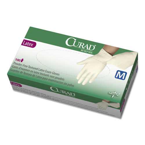 Curad Latex Exam Gloves， Powder-Free， Medium， 100/Box (CUR8105) - Mycitystee